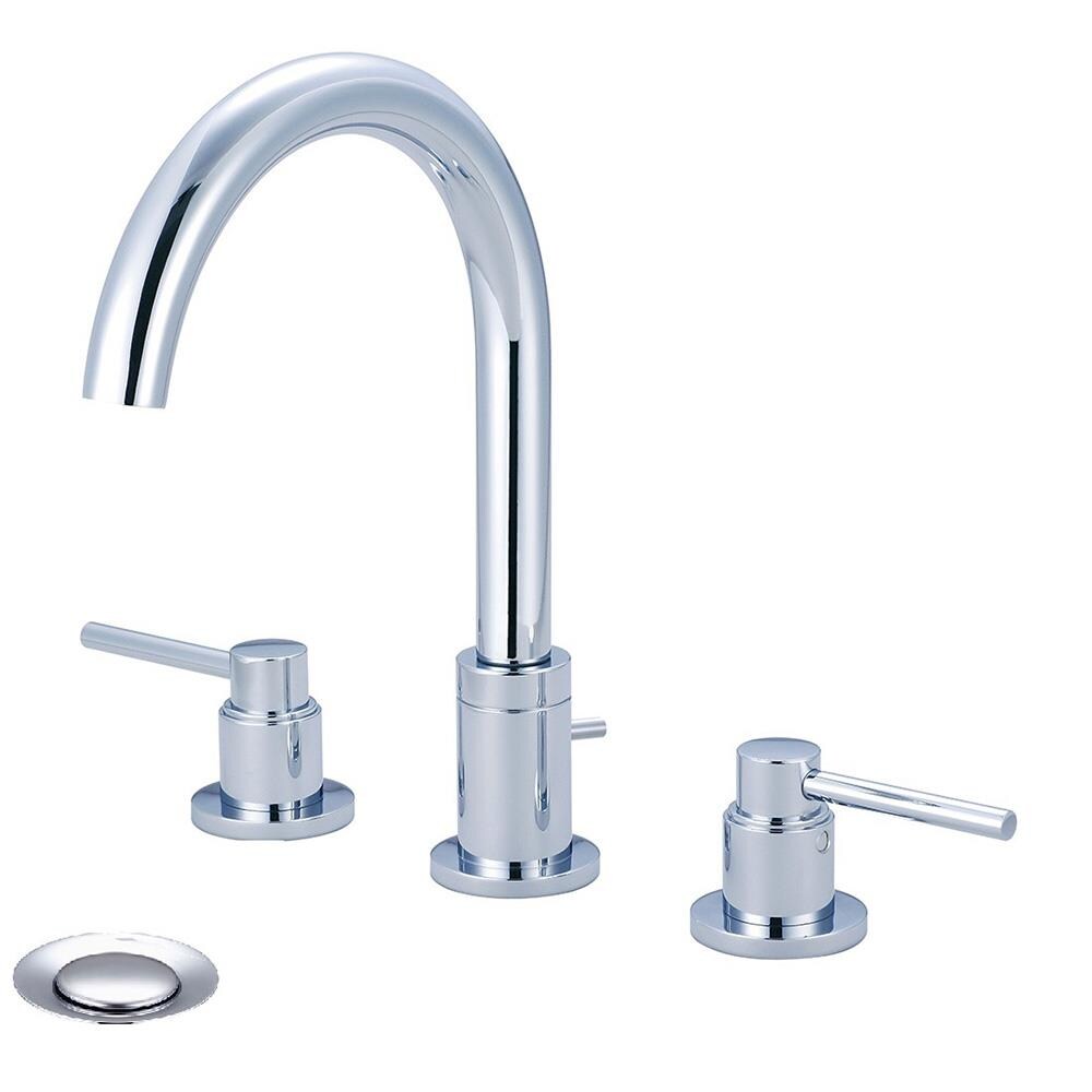 Pioneer Industries 3MT400 Motegi Polished chrome Widespread 2-handle WaterSense High-arc Commercial/Residential Handle Bathroom Sink Faucet with Drain