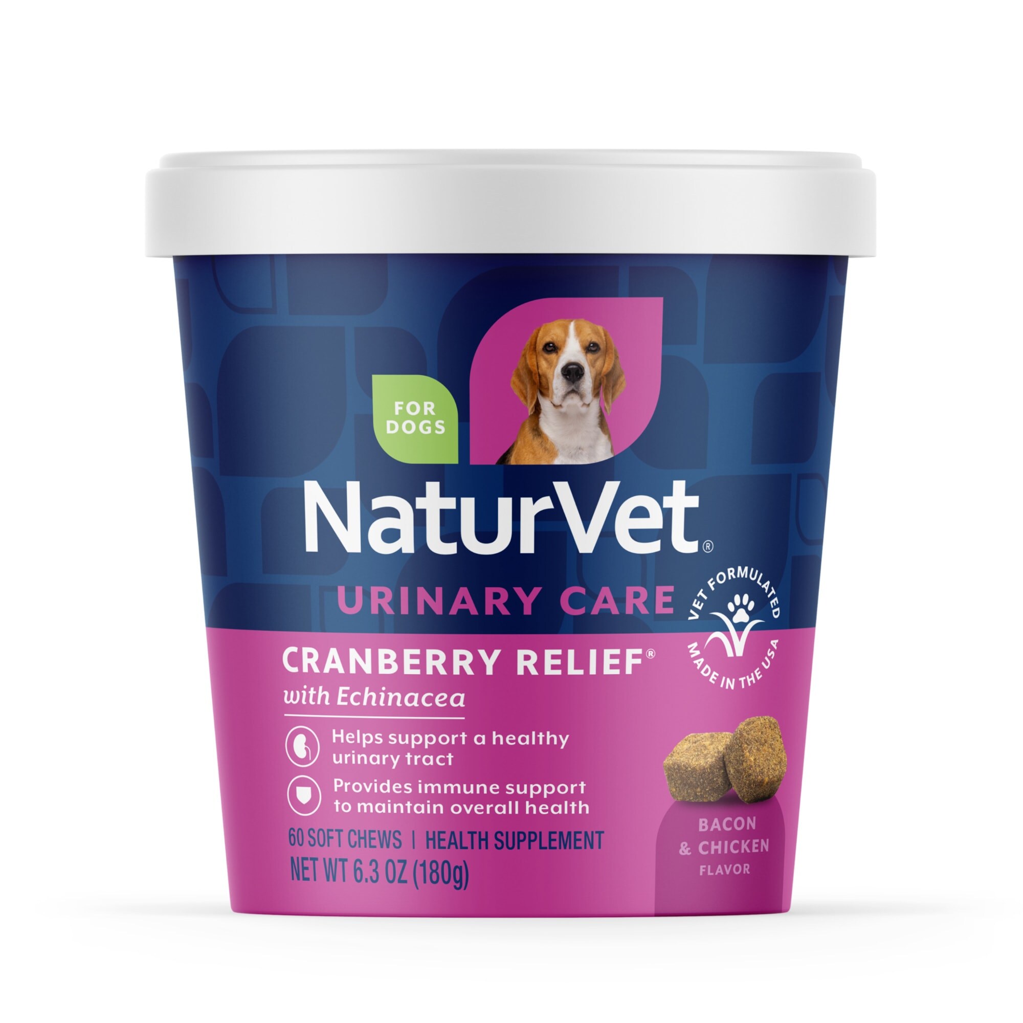 NaturVet  Bacon and Chicken Flavor Cranberry Relief Urinary Care Supplements for Dogs Count of 60