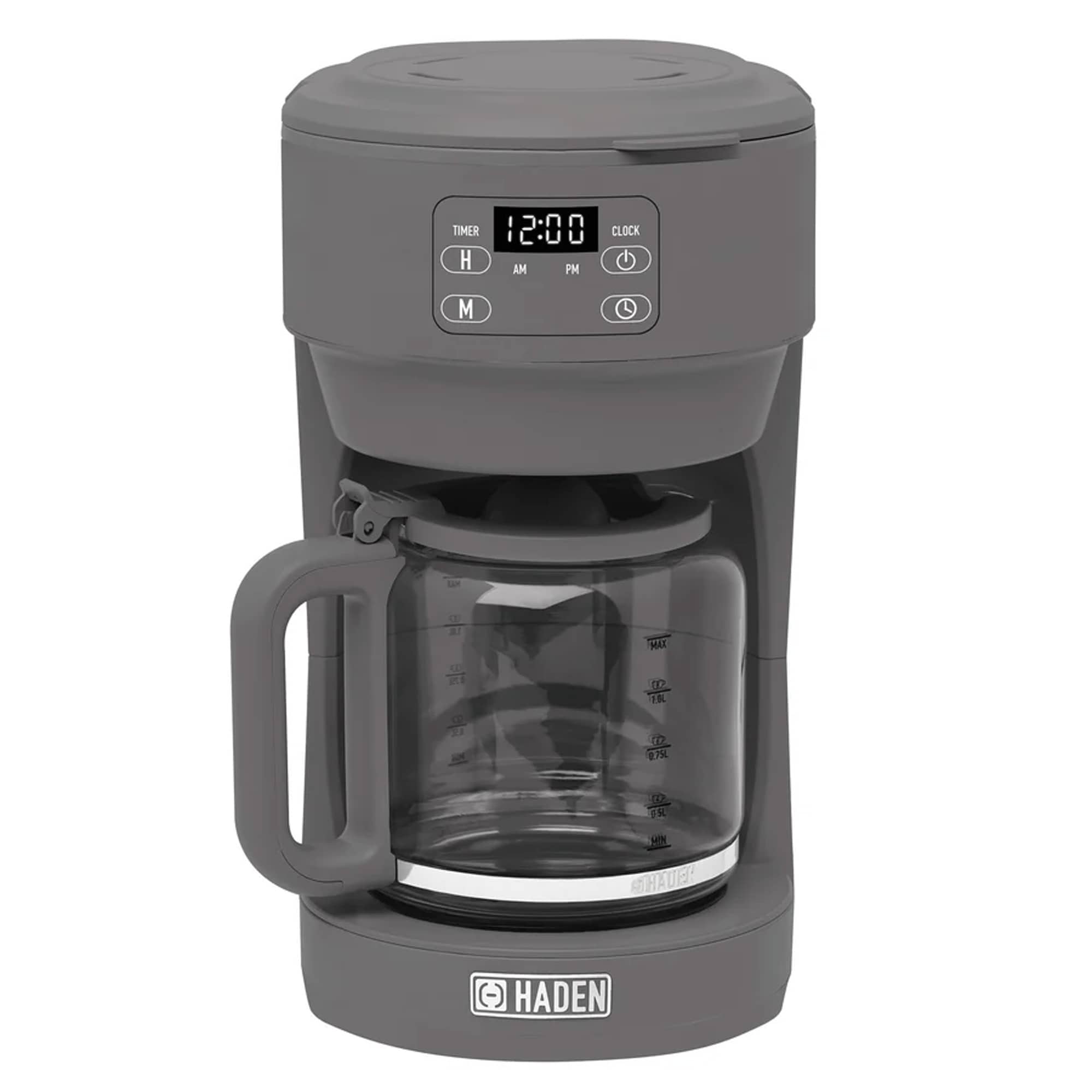 Haden 415138 Chelsea 10 Cup Digital Drip Coffee Maker with Glass Carafe - Grey/Chrome