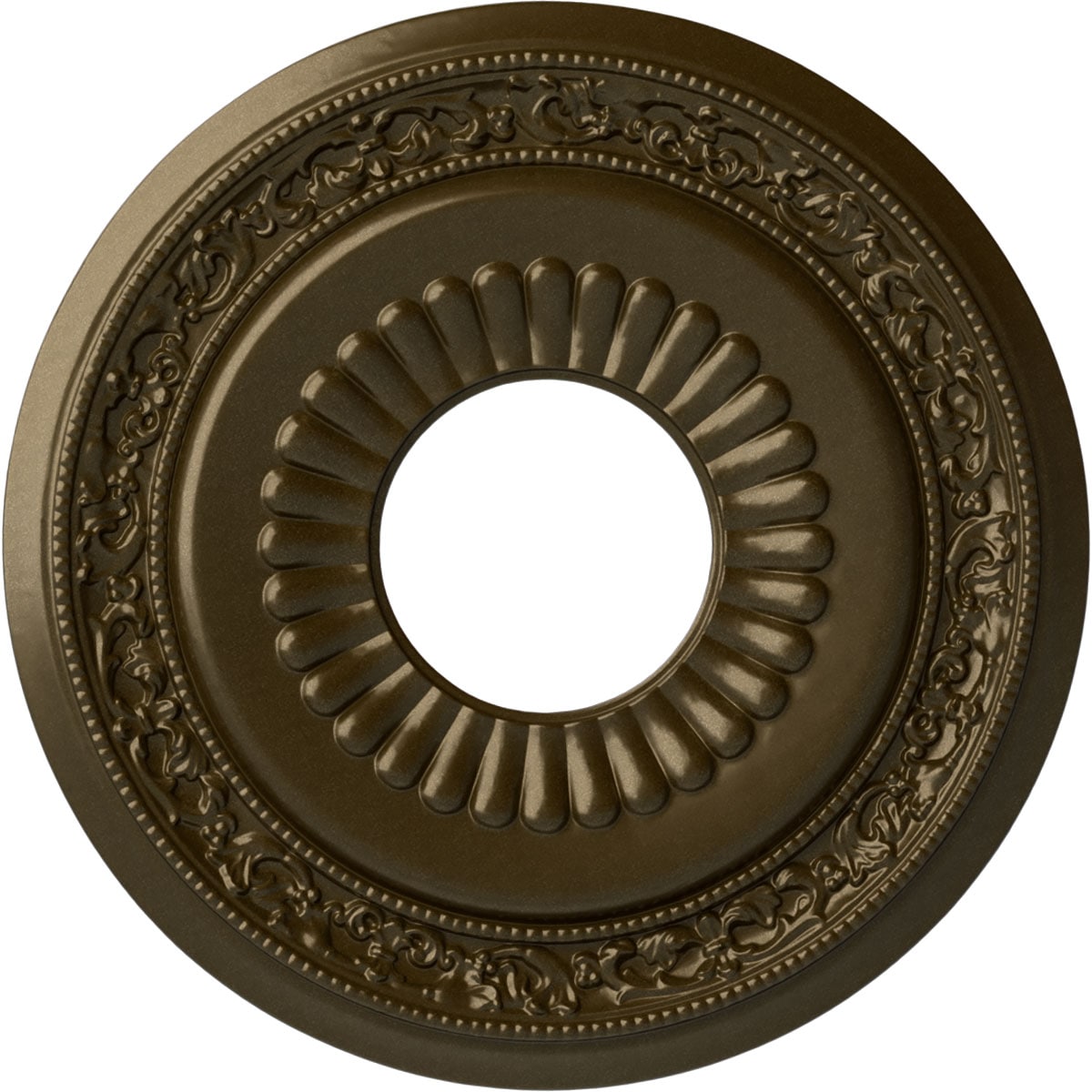 Ekena Millwork CM20LNBRS Lauren 20.625-in W x 20.625-in L Painted Brass Polyurethane Whole Ceiling Medallion