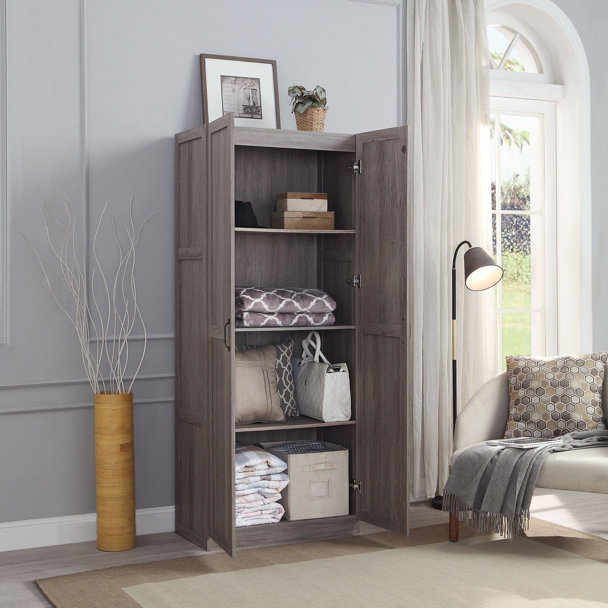 Manhattan Comfort Grey Armoire #3GLF-GY