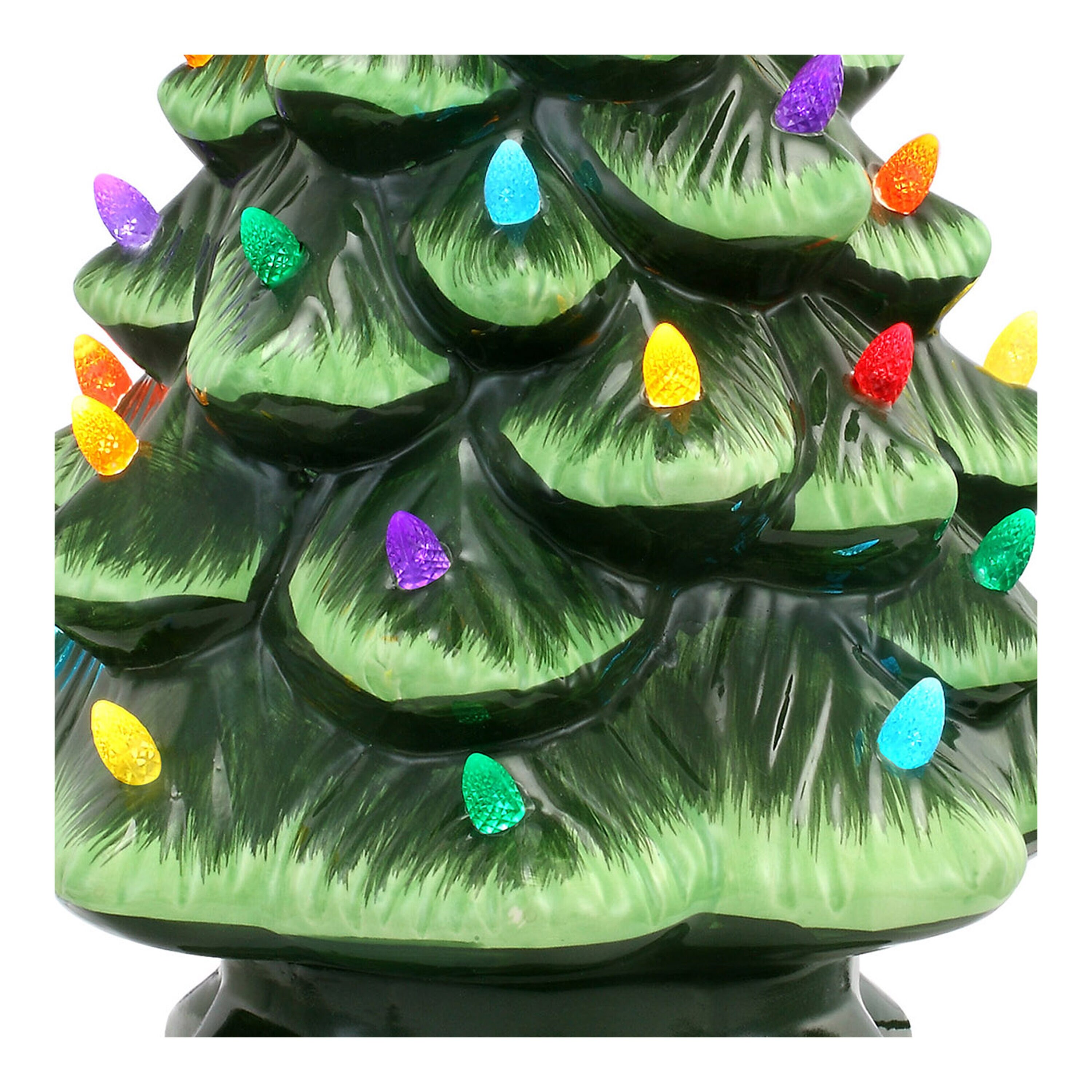 15-Inch Animated Ceramic LED Light Up Christmas Tree Figurine w/ Rotat -  One Holiday Way