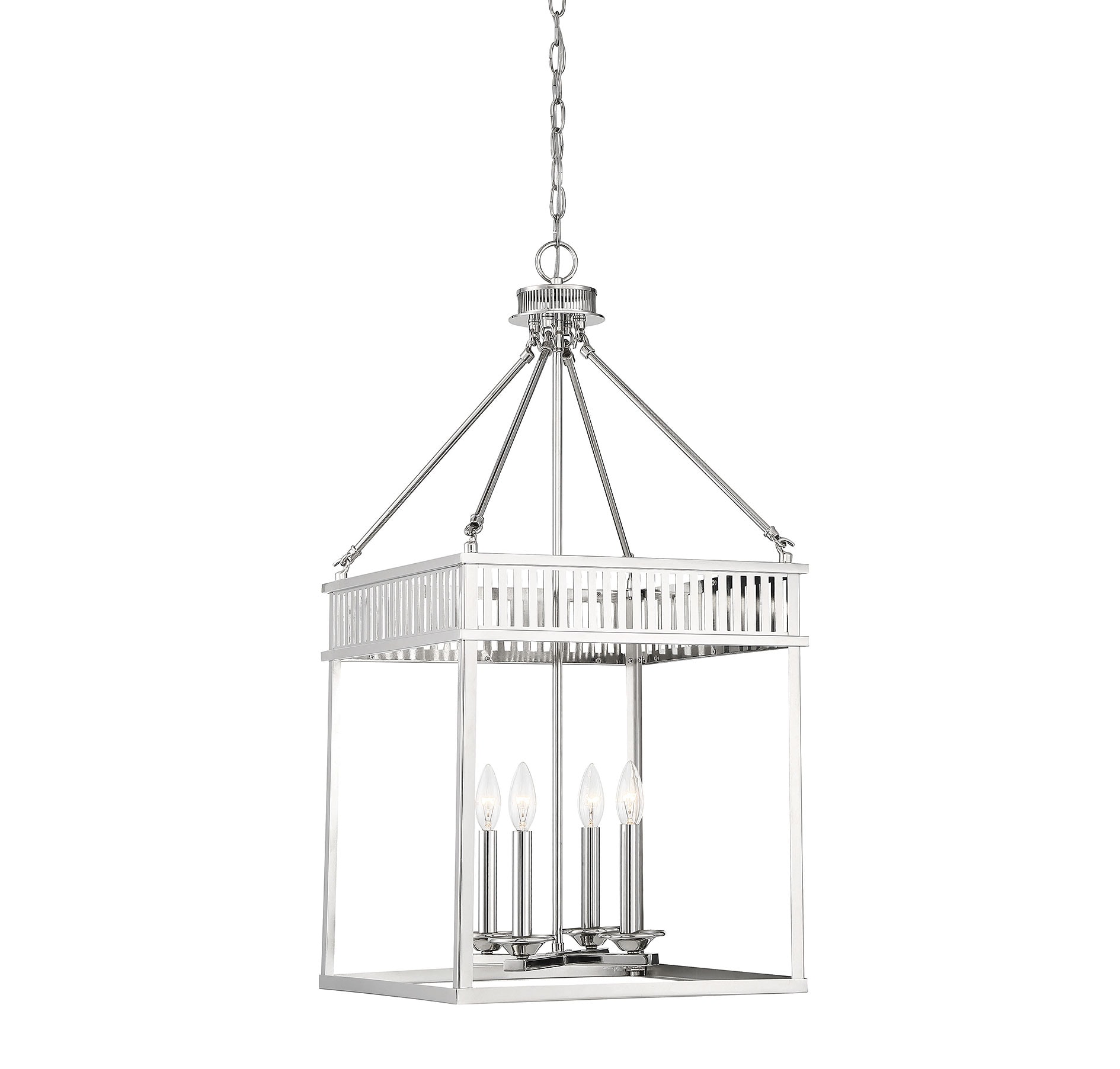  LW-SH634194 4-Light Polished Nickel Transitional Square Hanging Pendant Light