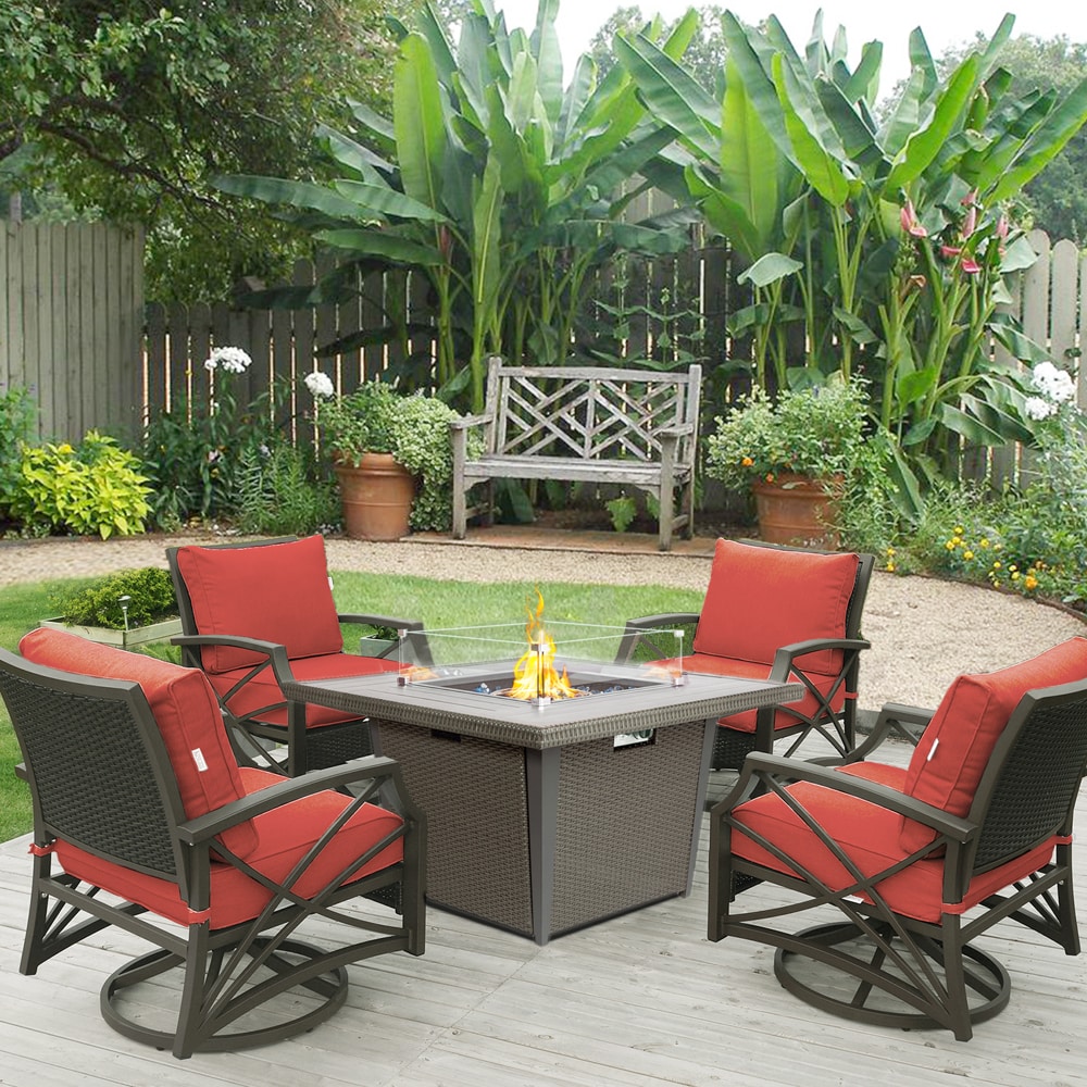 Kinger Home FP-004TGRY-SET-RED Patio-Conversation-Sets - View #2