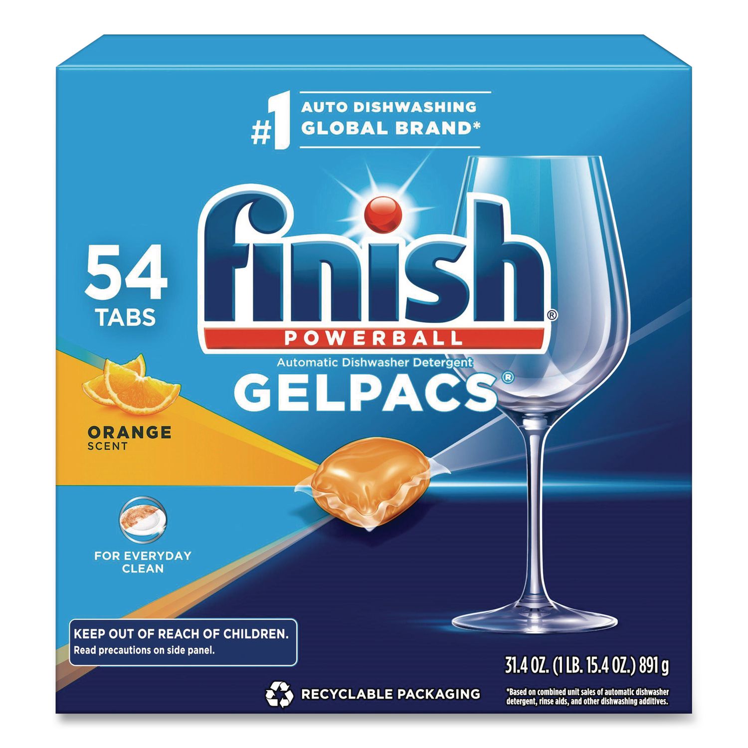 Finish  Dish Detergent Gelpacs  Orange Scent  54 Box