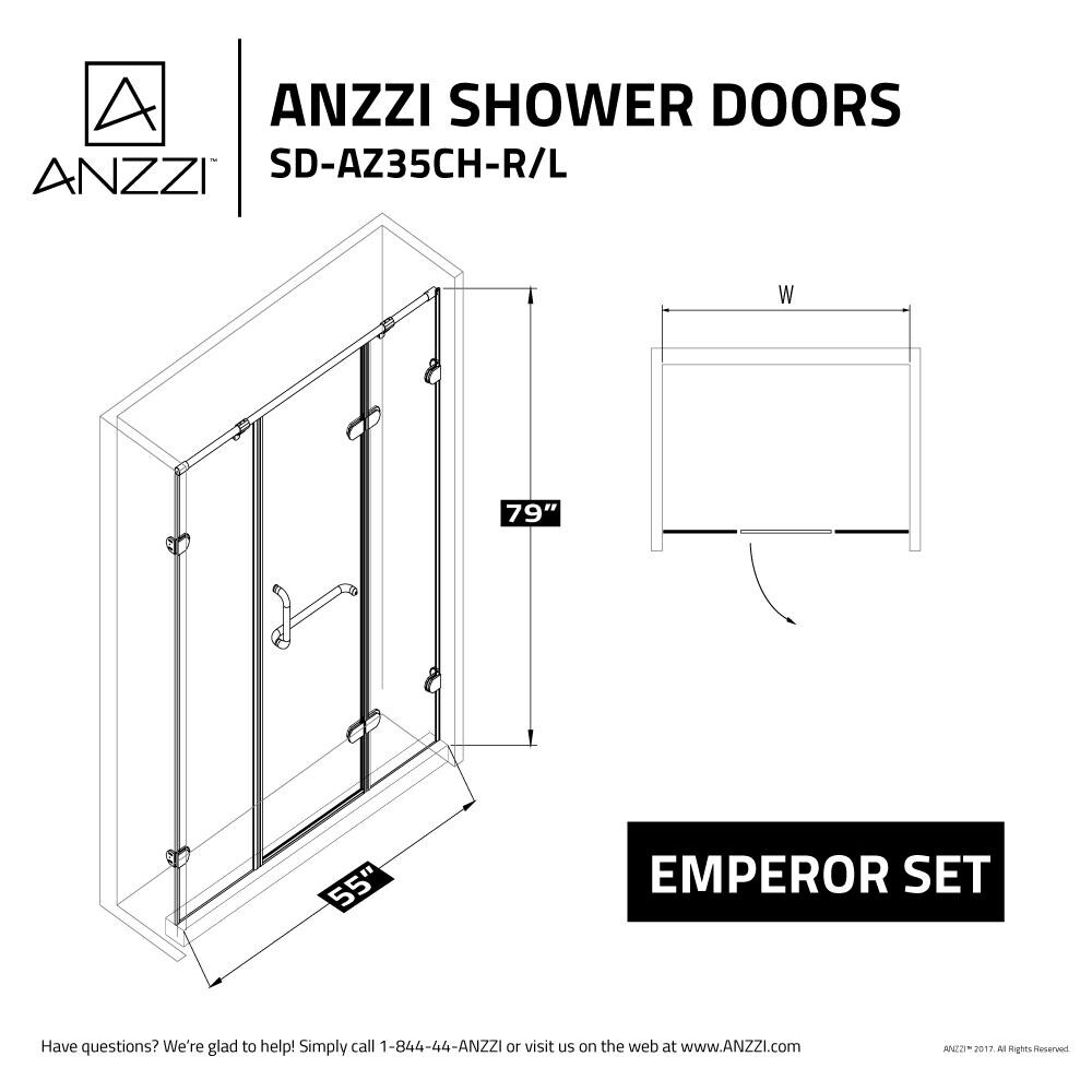 ANZZI Emperor Series Polished Chrome 54-in to 55-1/2-in x 78.74-in 