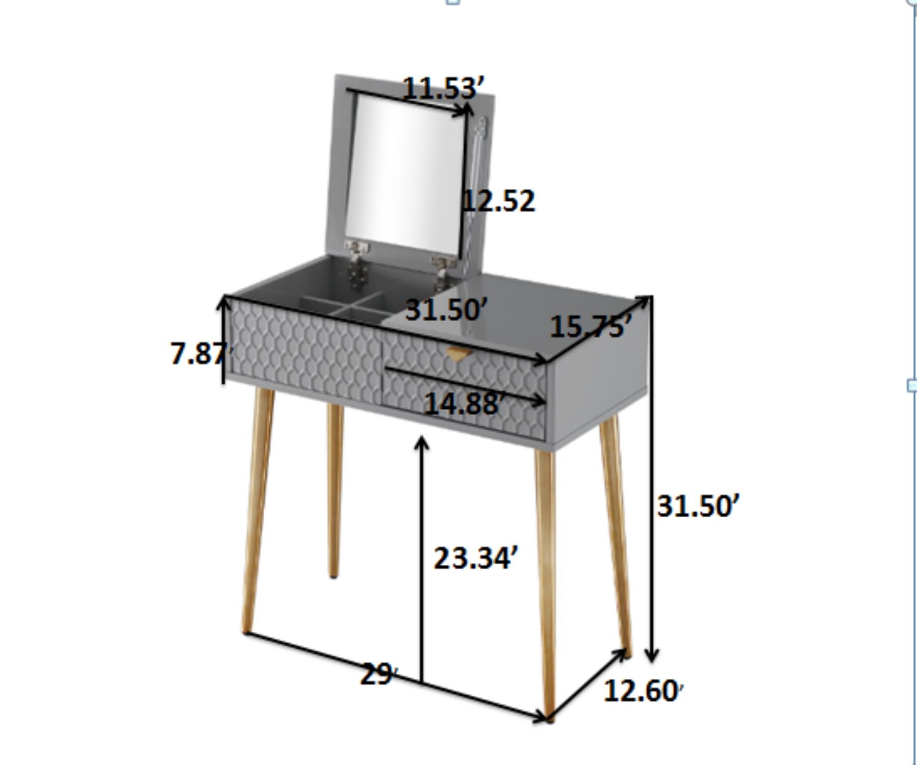 CASAINC WF-DRT-1472A-M-GY Bedroom-Vanities - View #8