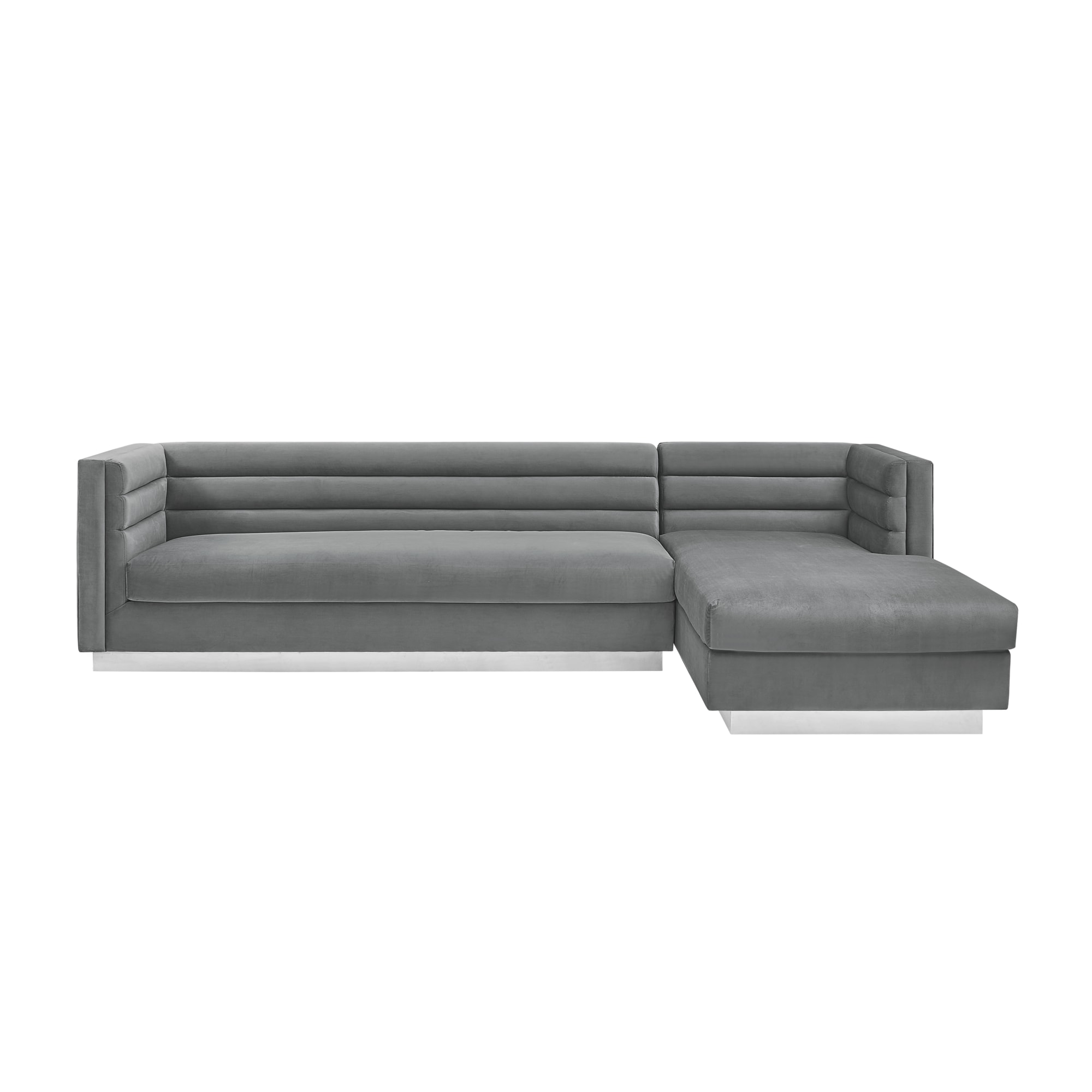 Inspired Home SR459-02SB-LS Annemarie 115-in Modern Dark Grey Velvet 5 -seater Sectional
