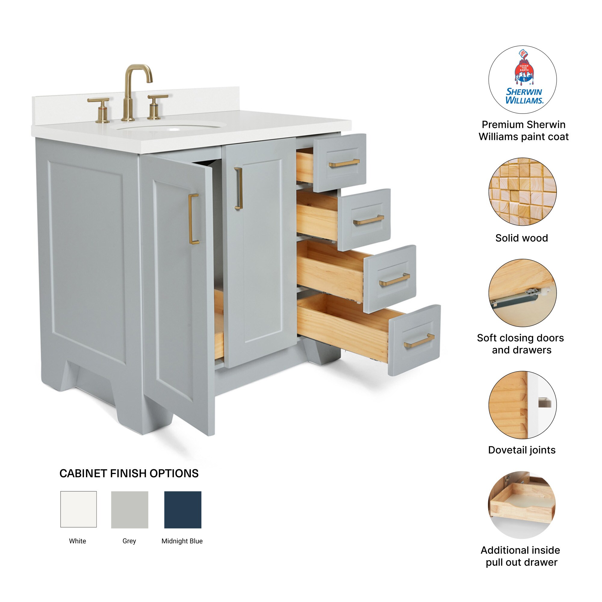 ARIEL Q037SLWQOVOGRY Bath-Vanity-Combo - View #4