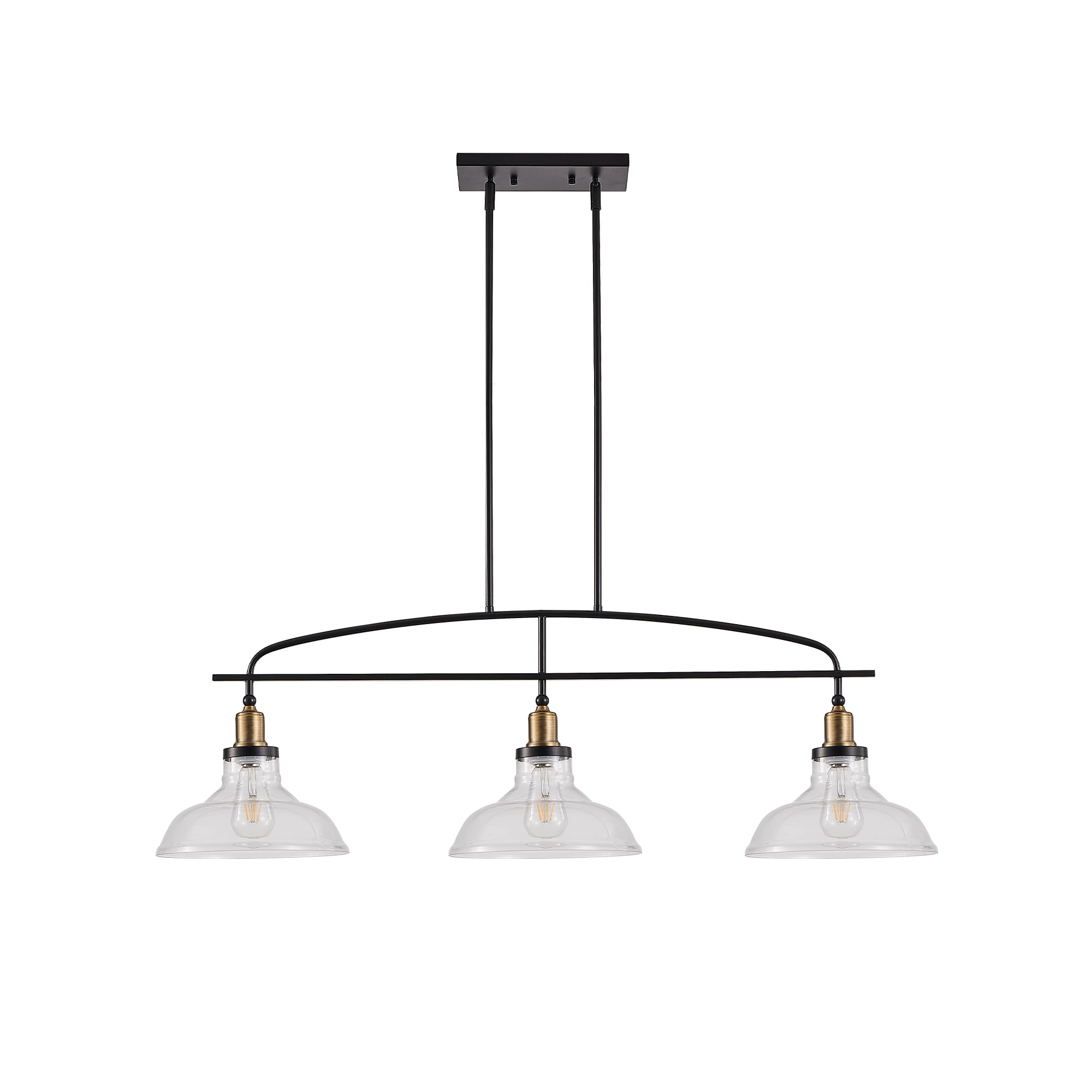 Flynama 3 -Light Black Modern/contemporary Clear glass Linear Hanging Pendant Light