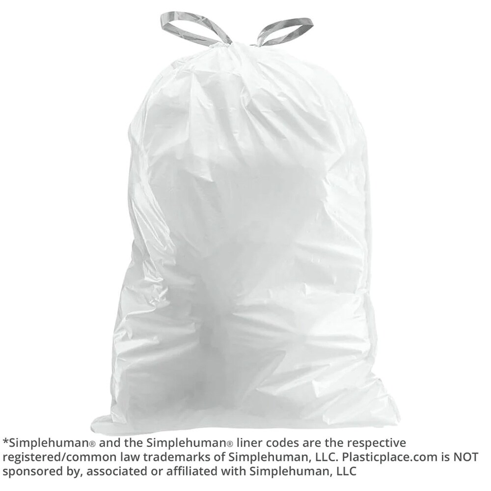 Plasticplace 21.5 in. x 30.75 in. 12 Gal./45 l White Drawstring