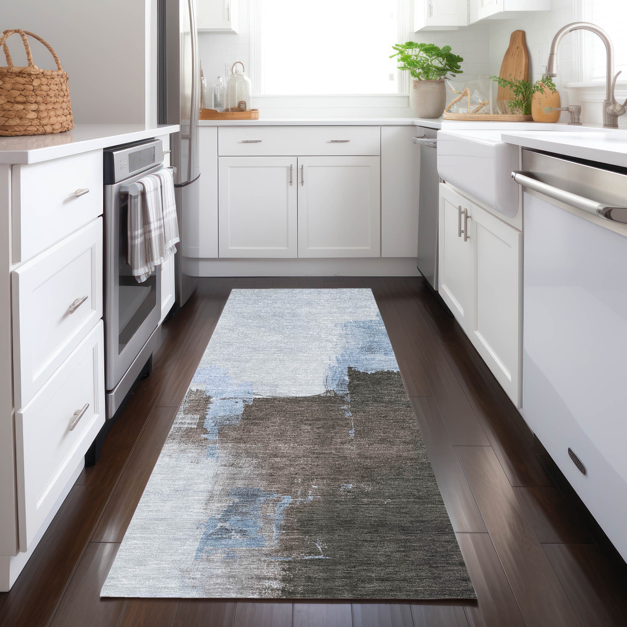 Addison Rugs ACN1336SK2X8 Chantille ACN1336SK 2 x 7 (ft) Polyester Sky Rectangular Indoor/Outdoor Geometric Machine washable Runner rug
