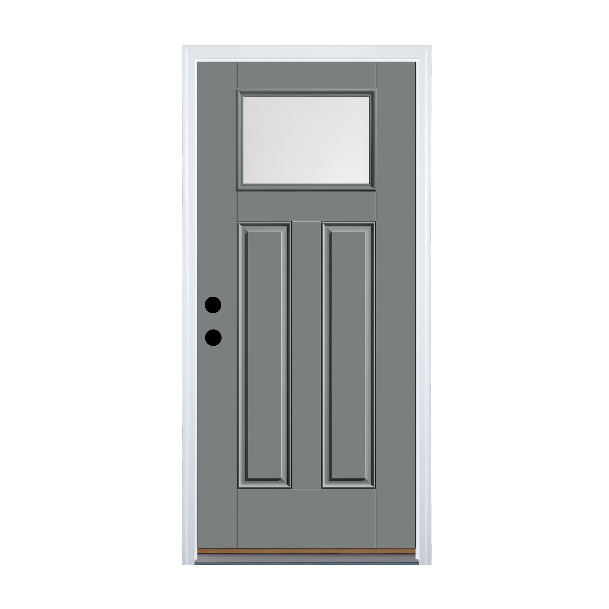 Fiberglass 1/4 Lite Left-Hand Outswing Granite Painted Single Front Door with Brickmould Insulating Core in Gray | - Therma Tru S601XEH-I-LON4-GN