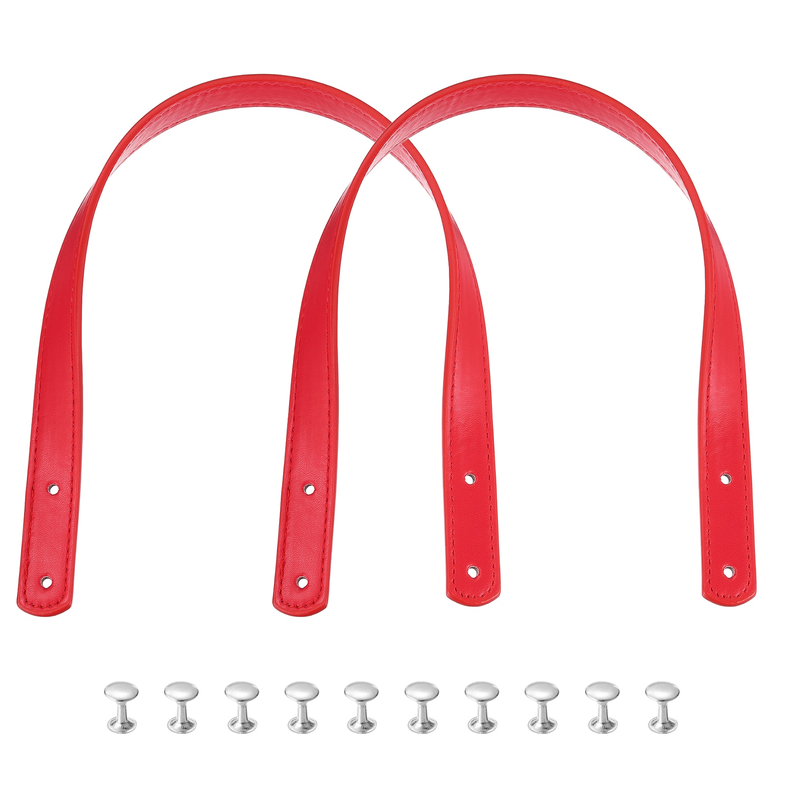 Unique Bargains 2pcs 18inch (45cm) PU Leather Purse Handle Sew On Shoulder Purse Straps Handbag Belt Band Bag Handle Bag Strap Replacement for Wallet Tote Making Red #S26031801UX2698