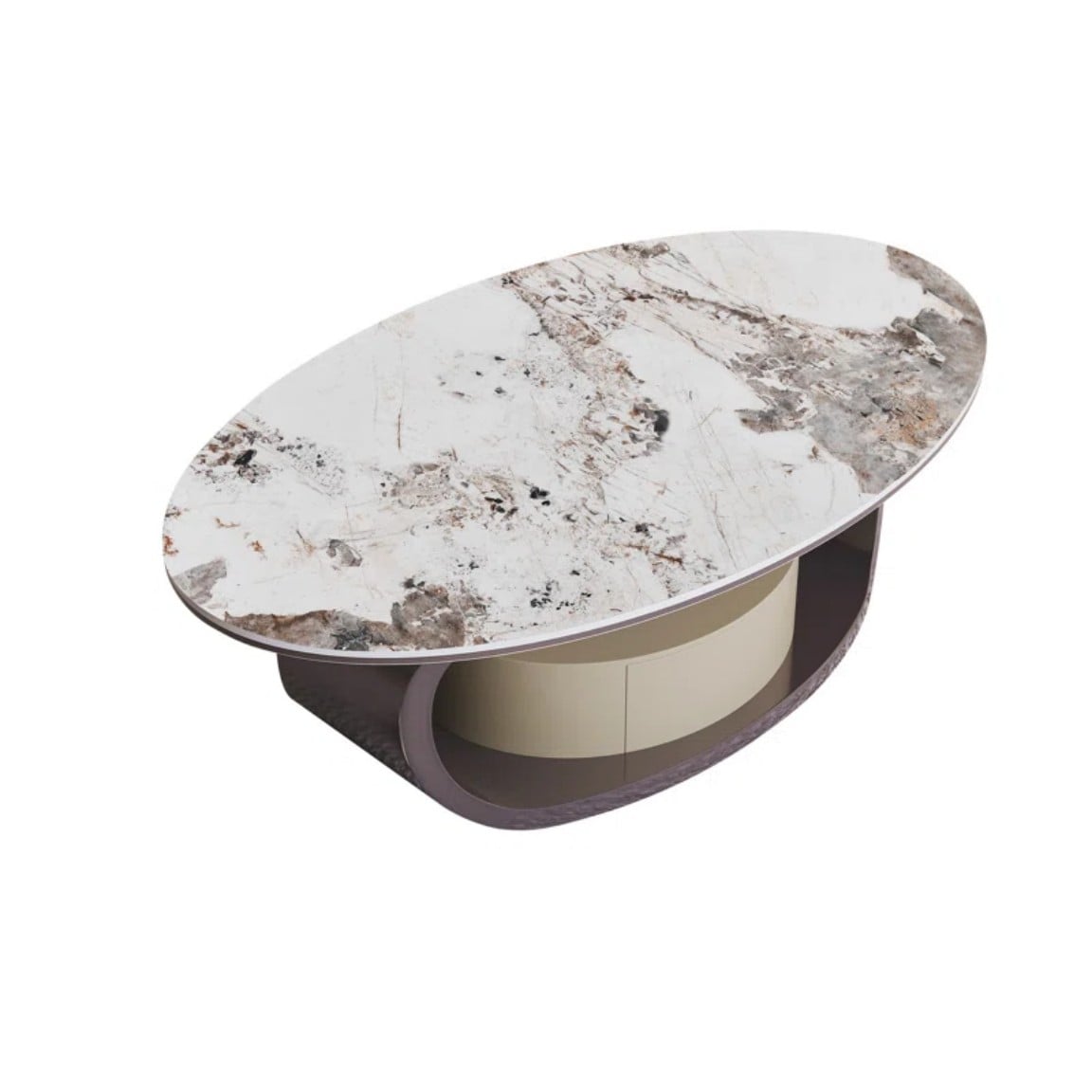 Oizaye YL-201GOLD Hux Faux Marble Walnut Faux marble Modern Coffee Table with Storage