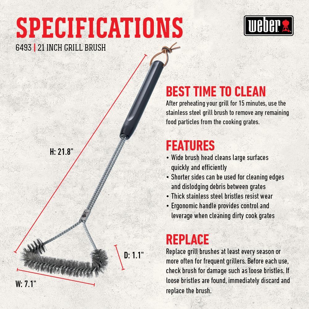 Weber Stainless Steel Wood Grill Brush 18 inch.