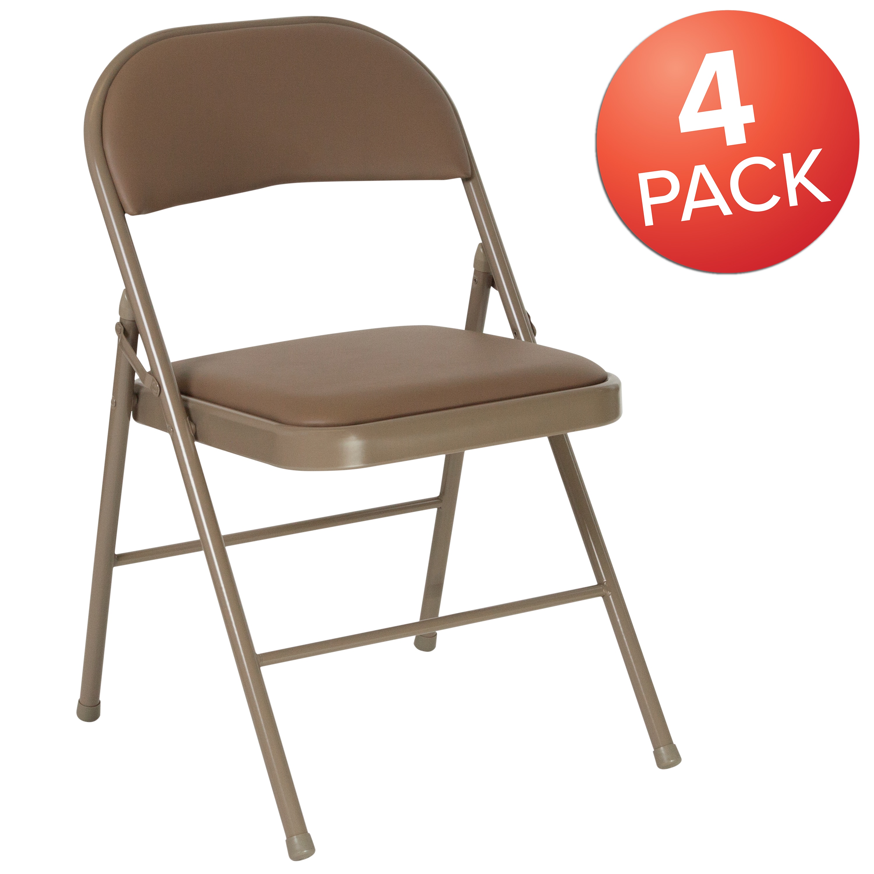 Beige Vinyl Armless Metal Reception Folding Chair Set