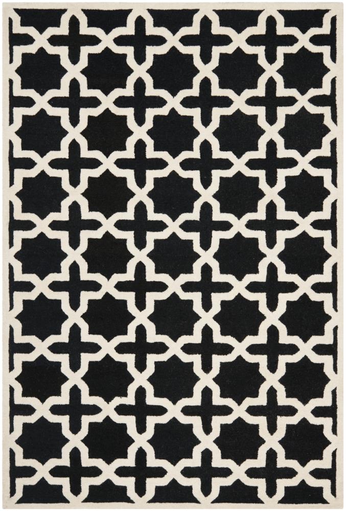 Safavieh CAM125E-5 Cambridge Marakesh 5 x 8 (ft) Tufted Wool Black/Ivory Rectangular Indoor Abstract Area rug