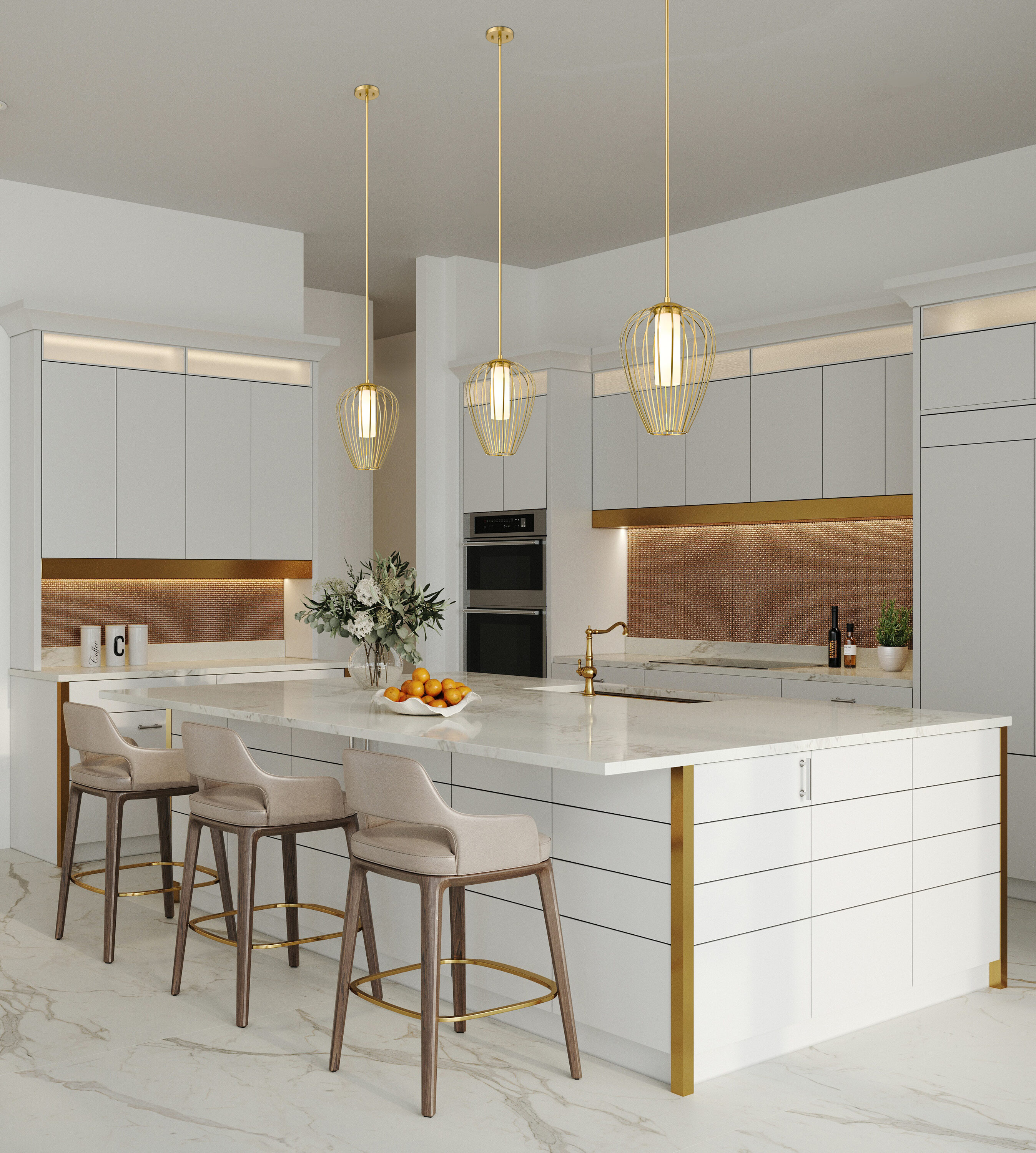 Modern Gold 12" Glass Pendant Light with Opal Shade