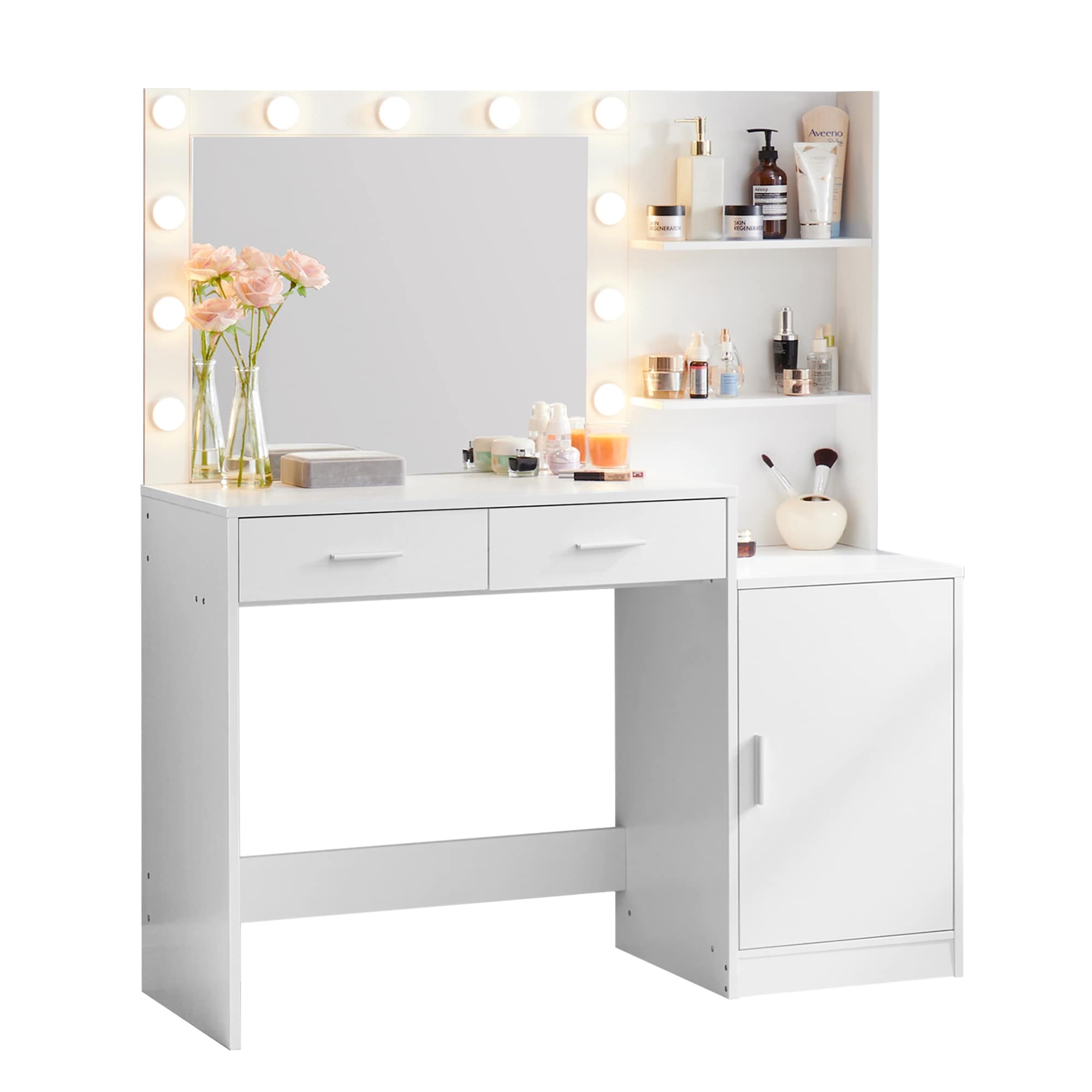 SINOFURN SYD250016WT 46.5-Inches White Makeup Vanity