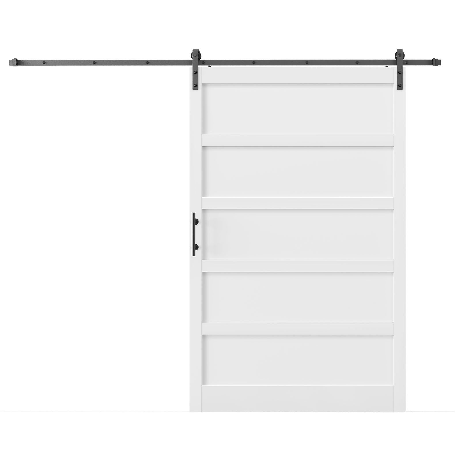 Fredbeck 60-in x 96-in White 5 panel Smooth Solid Core Finished MDF Wood Single Barn Door (Hardware Included) #SBD11H601-6096