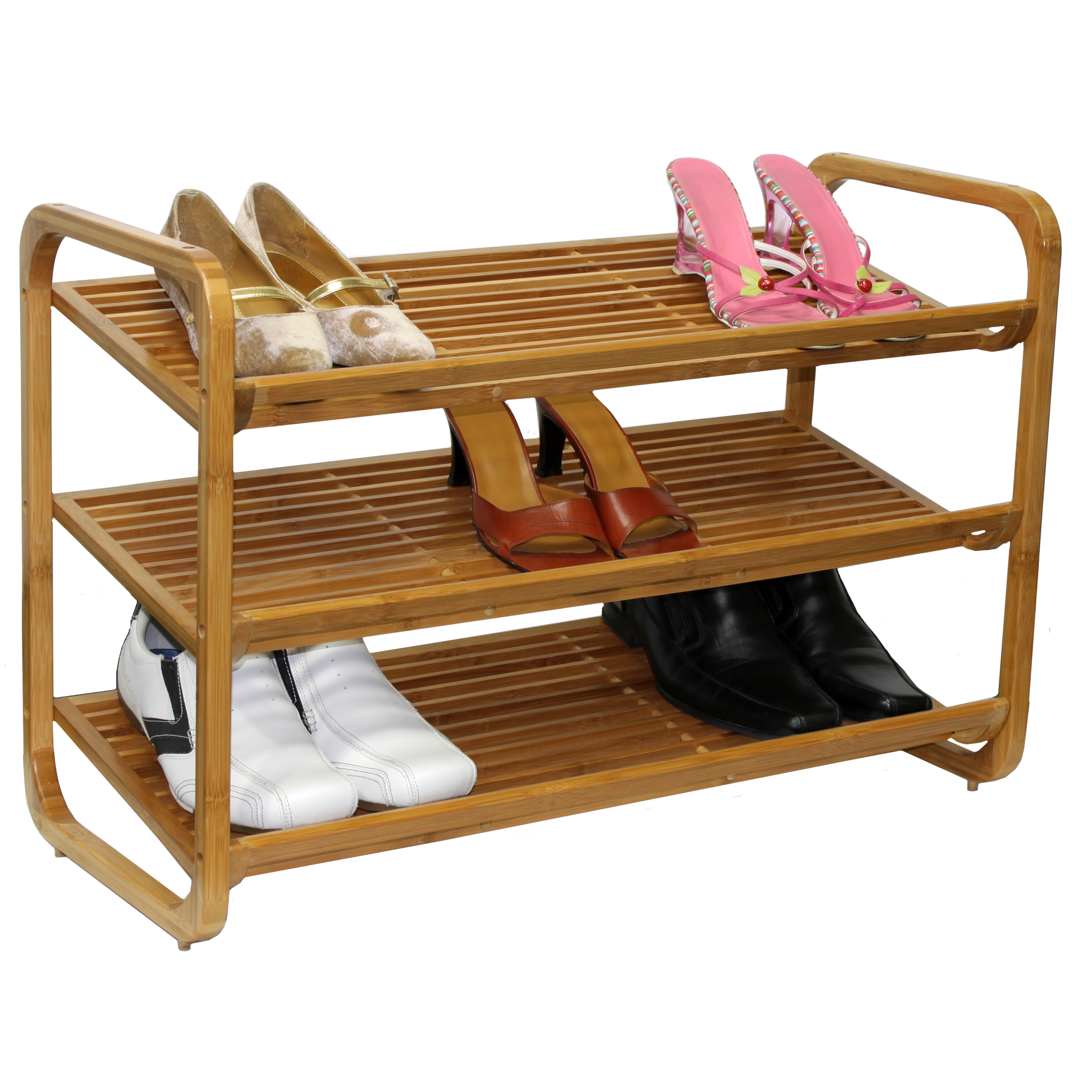 Honey can do SHO 01599 3 Tier Deluxe Bamboo Shoe Storage Rack Natural 24 x  Shoes 3 Tiers 20 Height x 13 Width30 Length Eco friendly Ventilated  Moisture Resistant Durable Bamboo - Office Depot