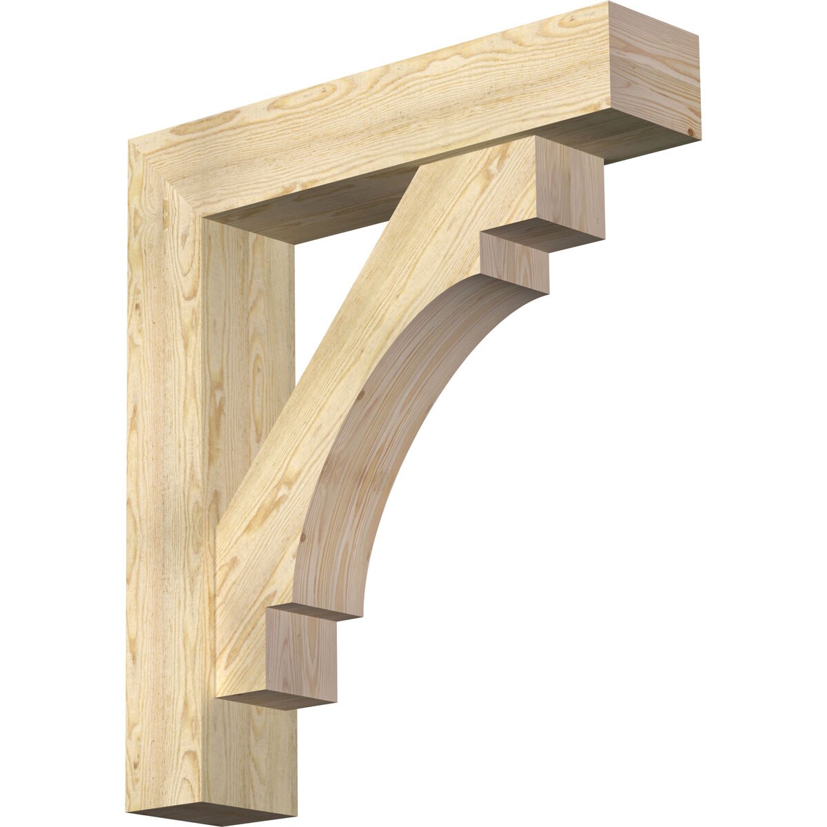 Ekena Millwork 1463297 Merced Block Rough Sawn Bracket with Offset Brace 8-in x 36-in x 40-in Douglas fir Brown Wood Standard bracket