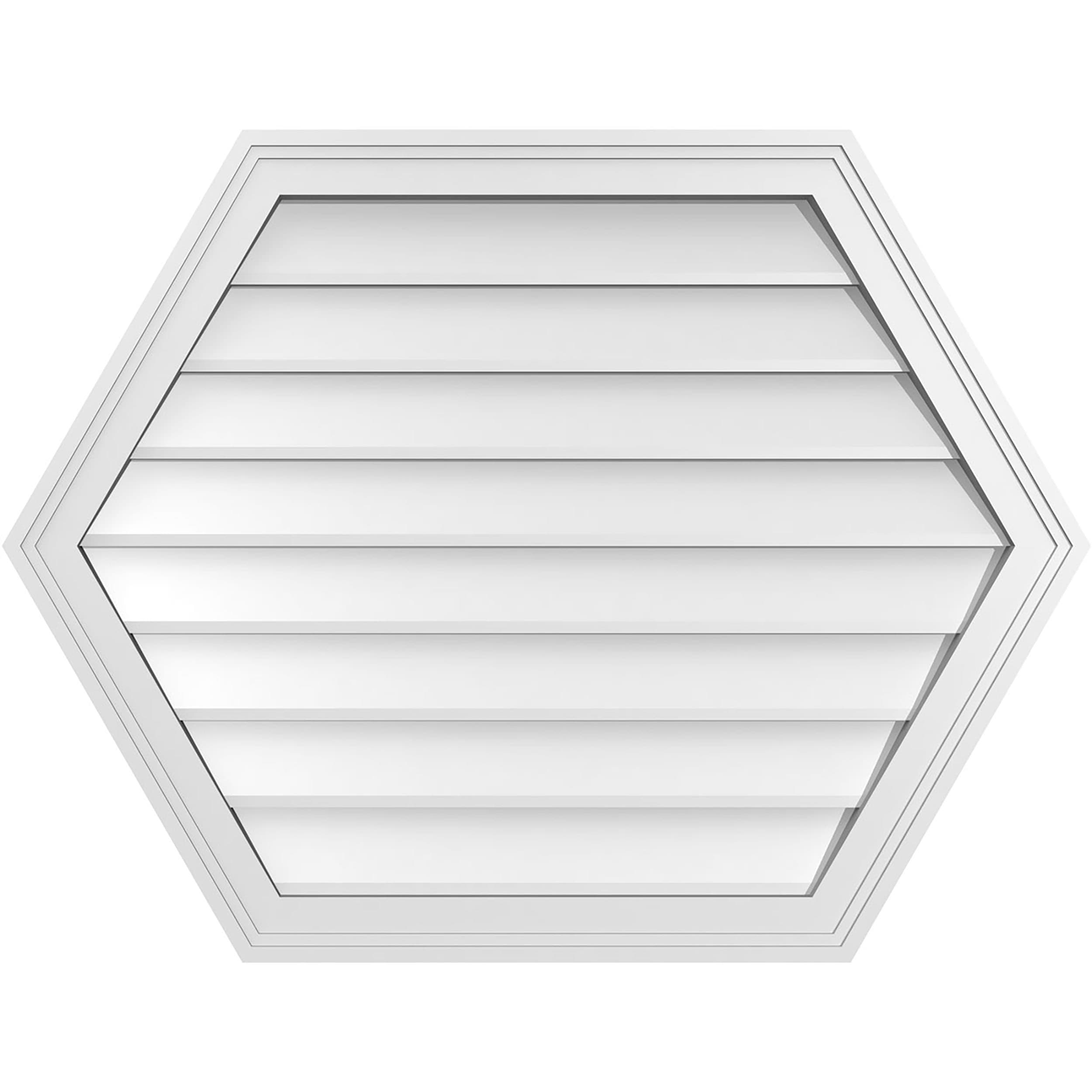 Ekena Millwork GVPHP34X2602SN 34-Inches x 26-Inches Off-white Peaked PVC Gable Louver Vent