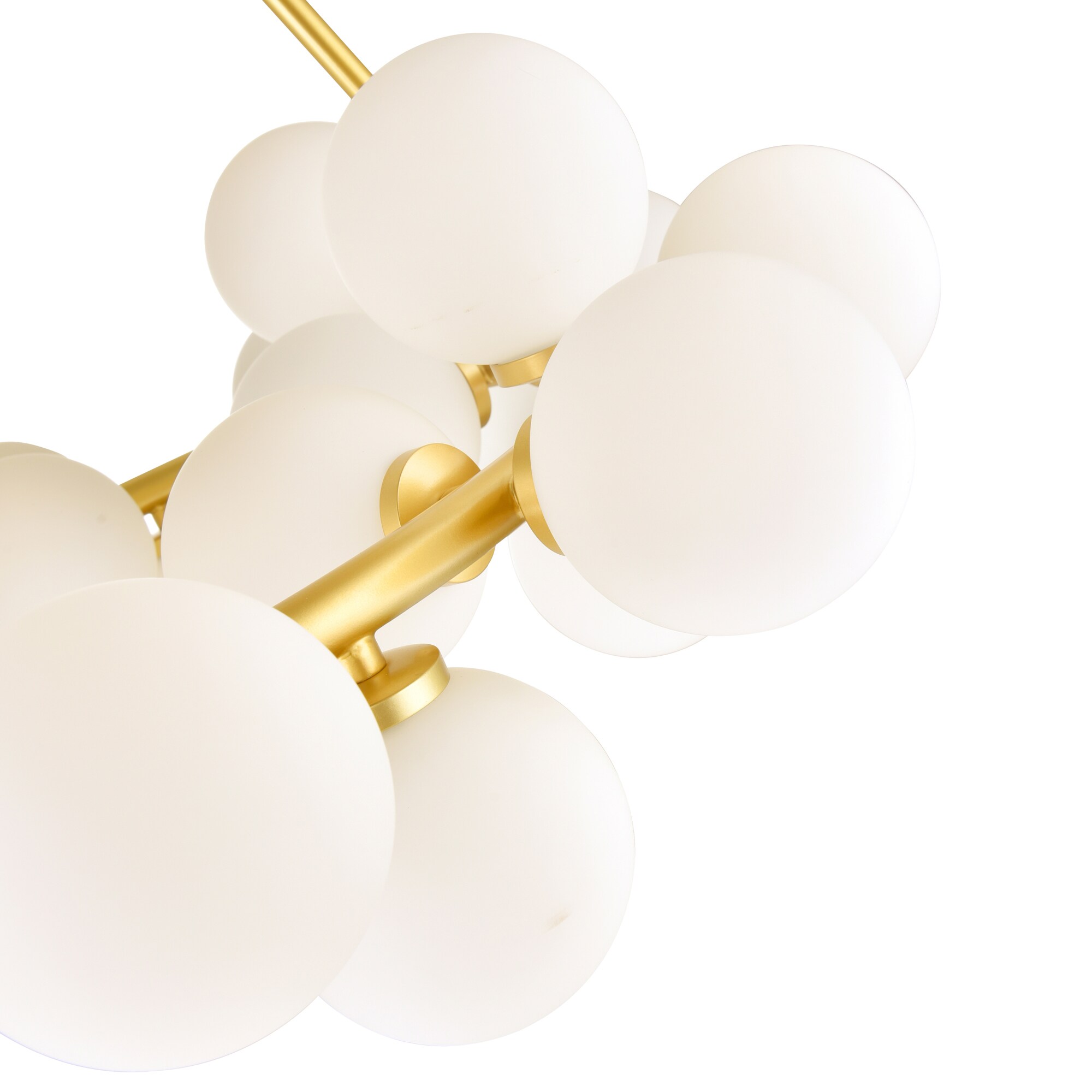 Arya 39" White and Gold Metal Chandelier with Frosted Glass