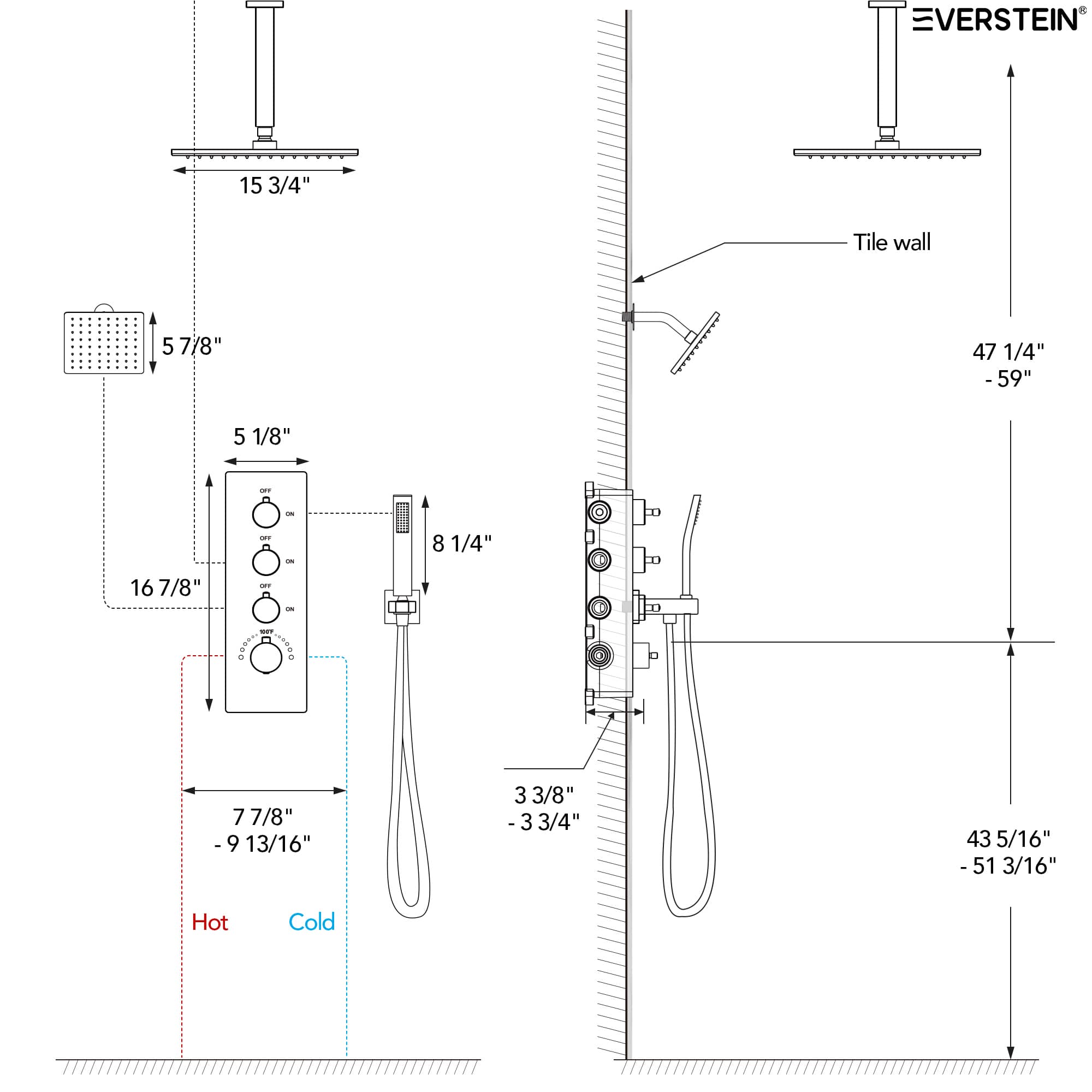 EVERSTEIN SFS-1061-GD16 Tub-Shower-Faucets - View #11
