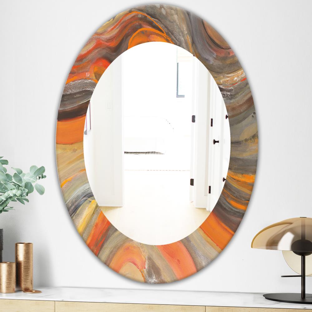 Designart 23.7-in W x 23.7-in H Oval Gold Polished Wall Mirror at Lowes.com