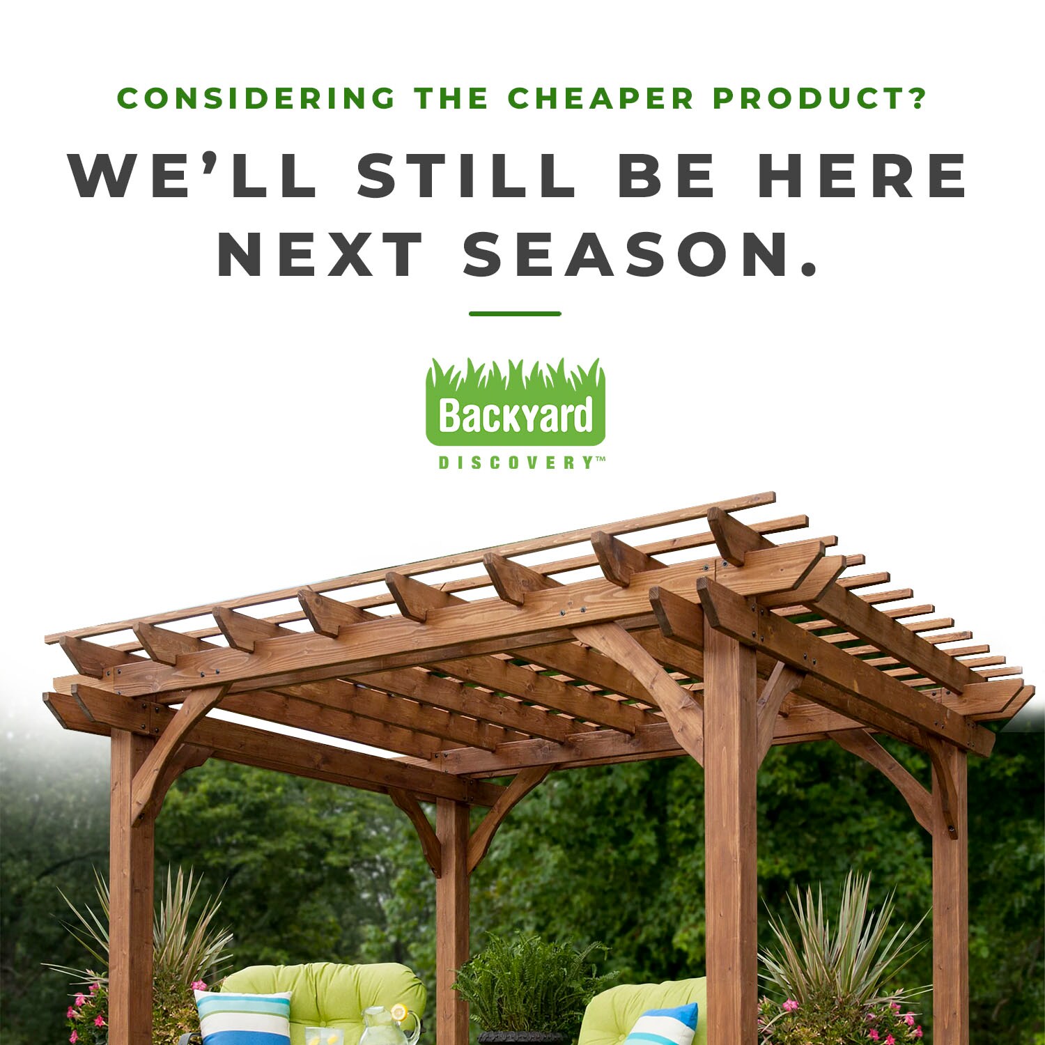 Cedar Wood 10' x 10' Outdoor Pergola with Sculptured Beams