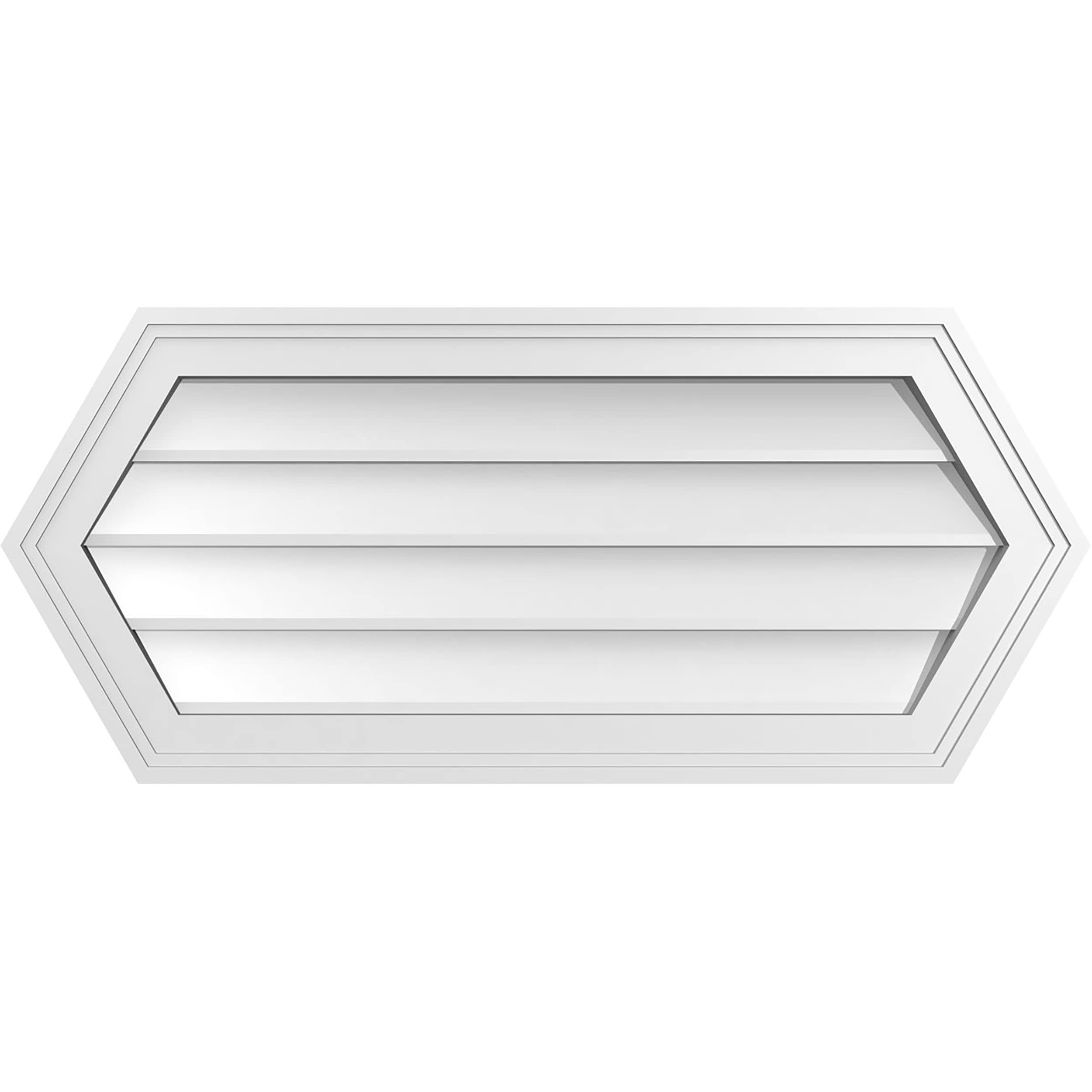 Ekena Millwork GVPHP32X1402SN 32-Inches x 14-Inches Off-white Peaked PVC Gable Louver Vent