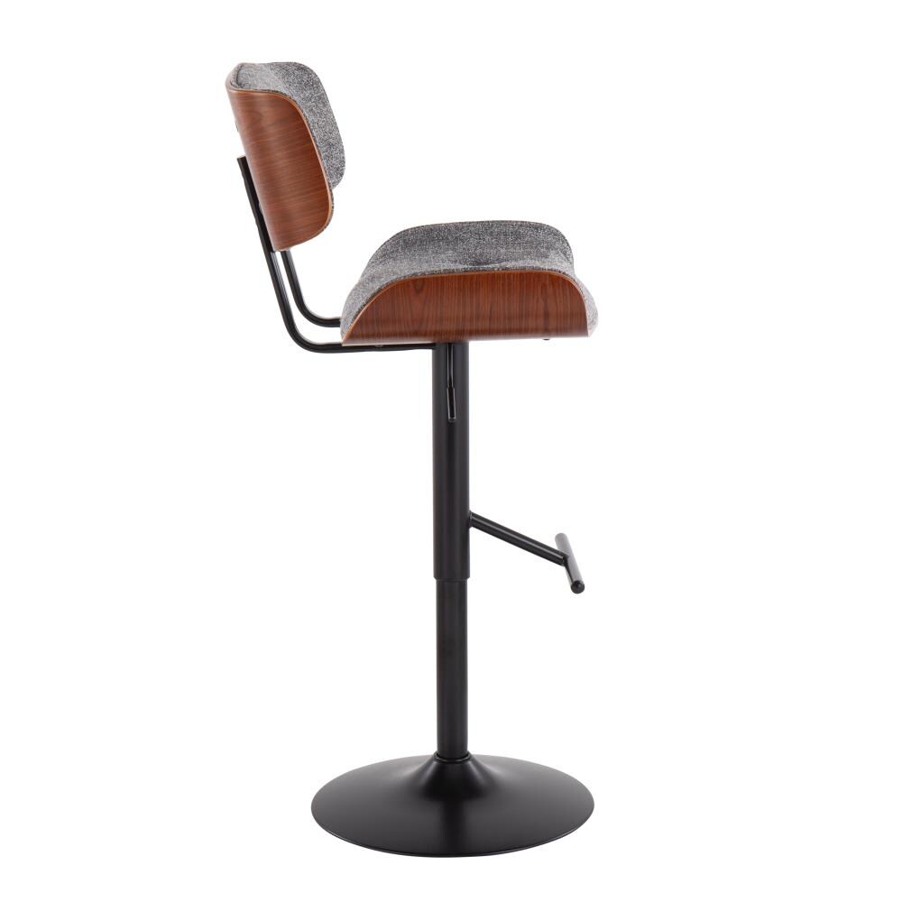 LumiSource Lombardi Mid-Century Modern Barstool in Black Metal and Grey ...