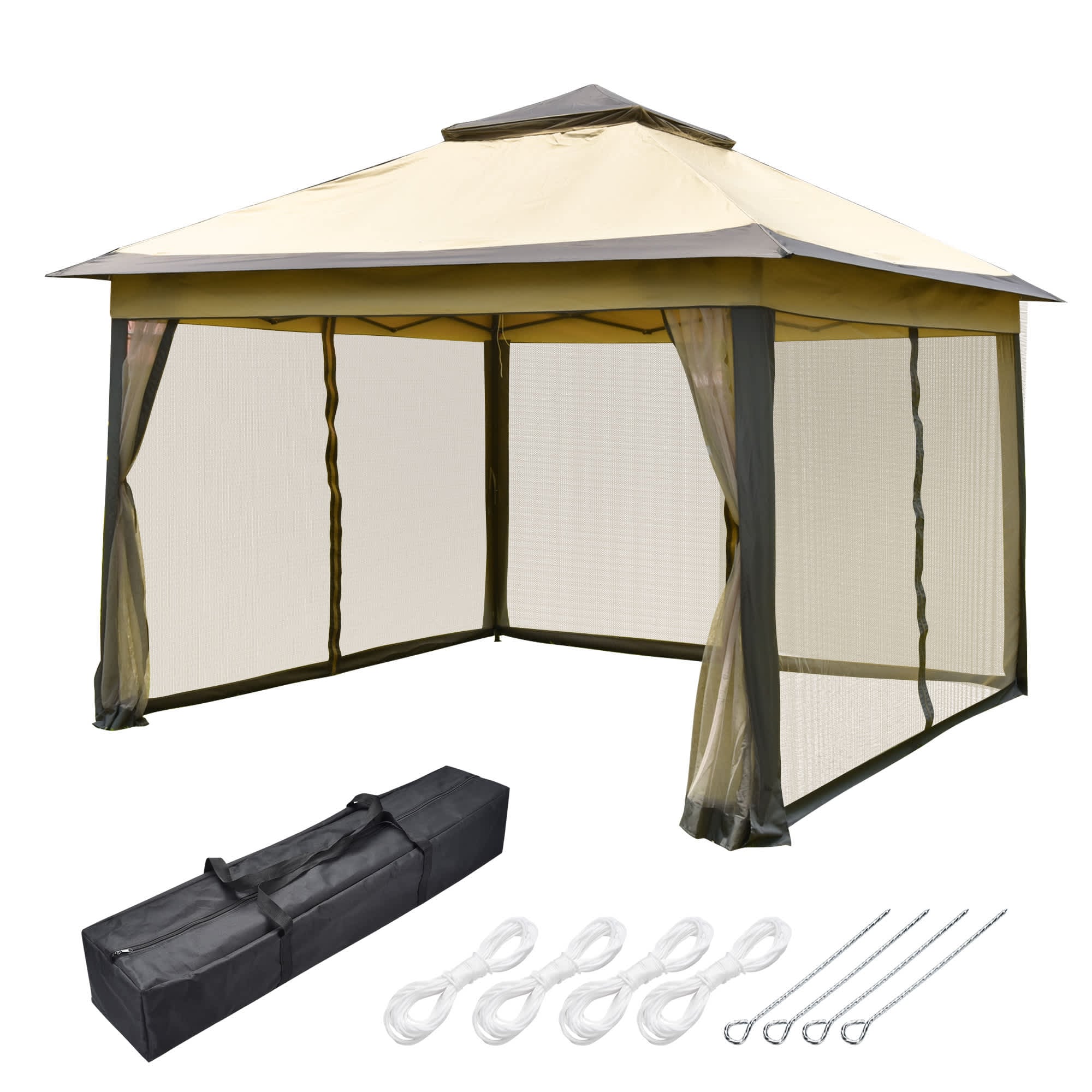 Yescom 07TOP018-11-3538-LO 11x11ft Pop-Up Gazebo Tent with Netting Carry Bag Carry Bag Party Home Backyard