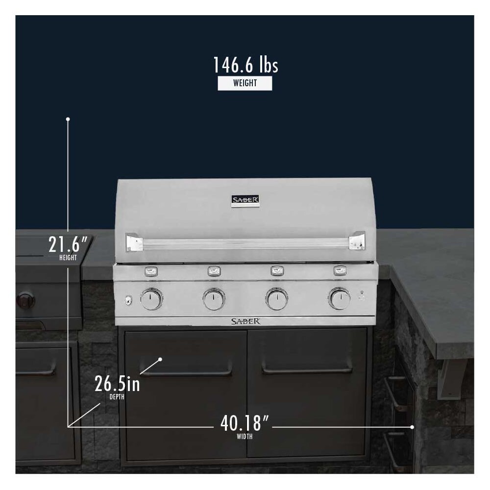 Saber R67SB0317 Stainless Steel 670 Built-in 4 Burner Grill