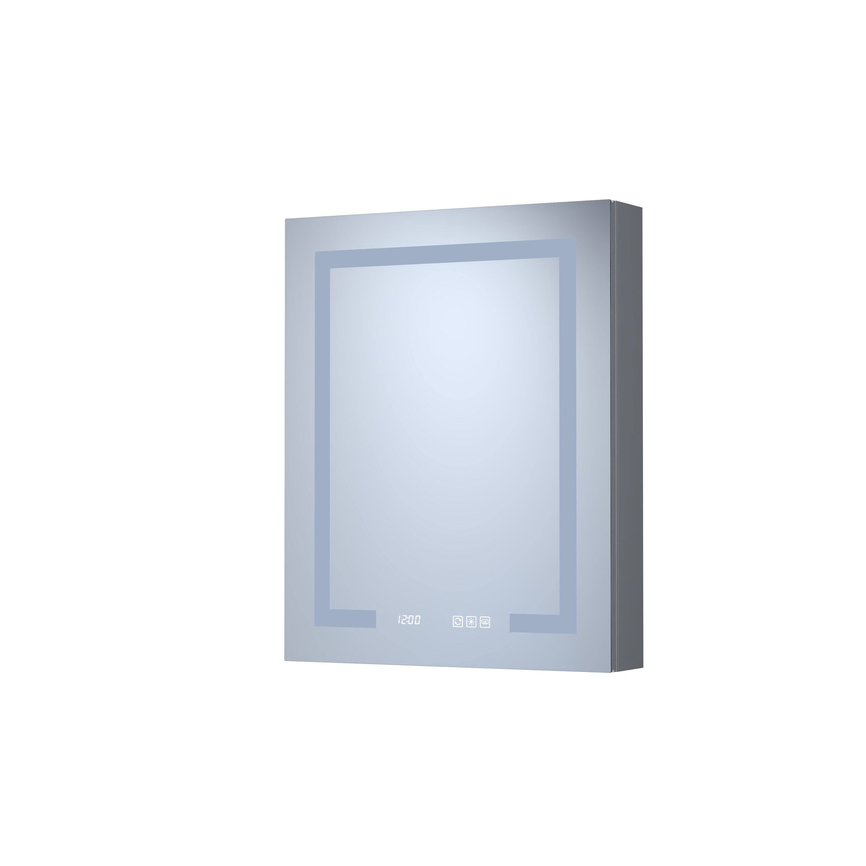 Ayelon 24-in x 30-in Lighted LED Fog Free Surface/Recessed Mount Silver Mirrored Rectangle Soft Close Medicine Cabinet with Outlet #AY329687