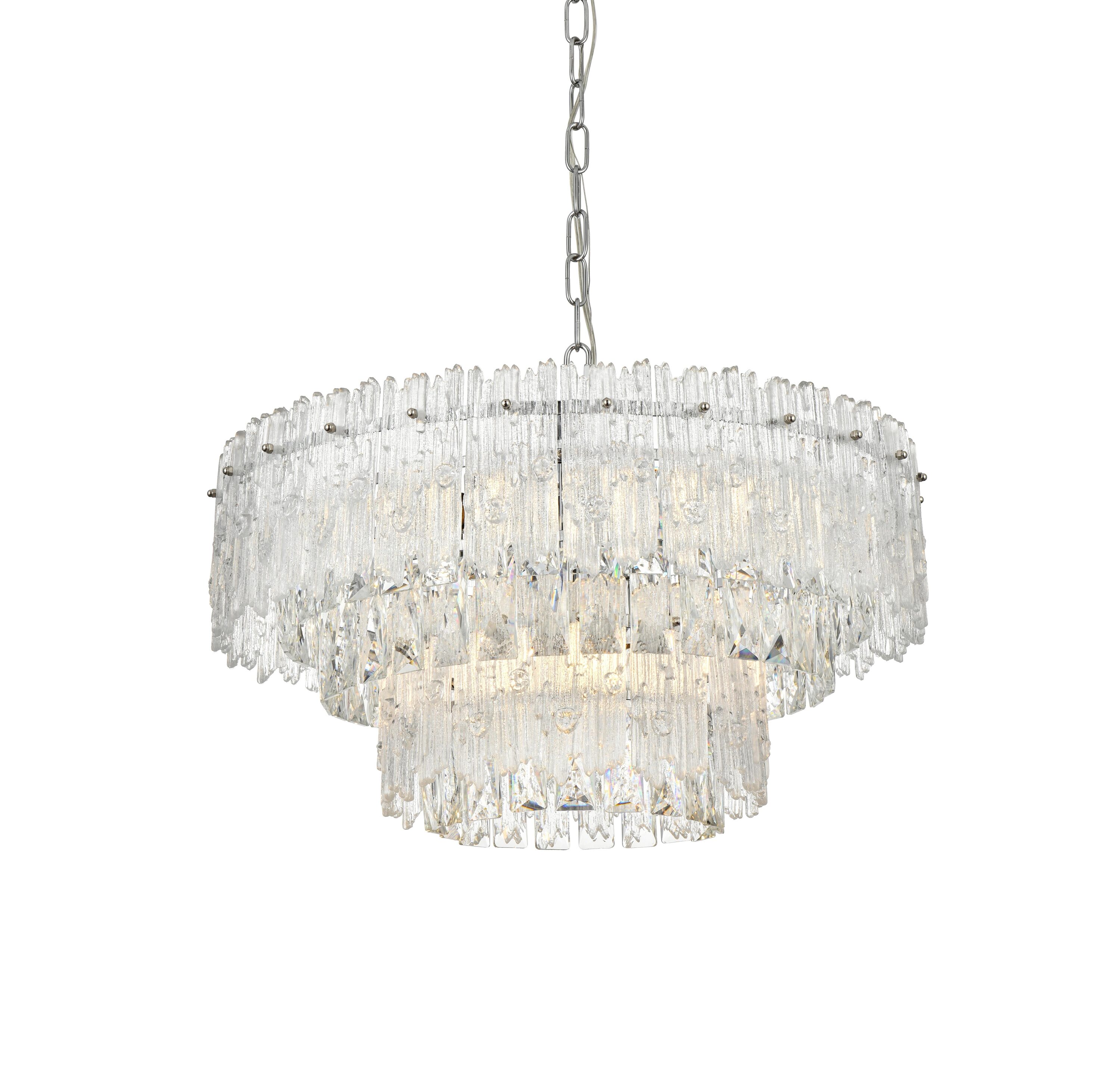 Emilia Chrome 21-Inch Crystal Chandelier with Royal Cut Crystals