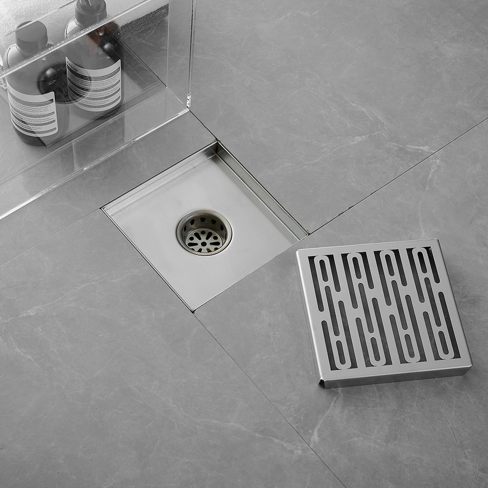 BWE 6 In. Square Stainless Steel Shower Drain with Slot Pattern Drain ...