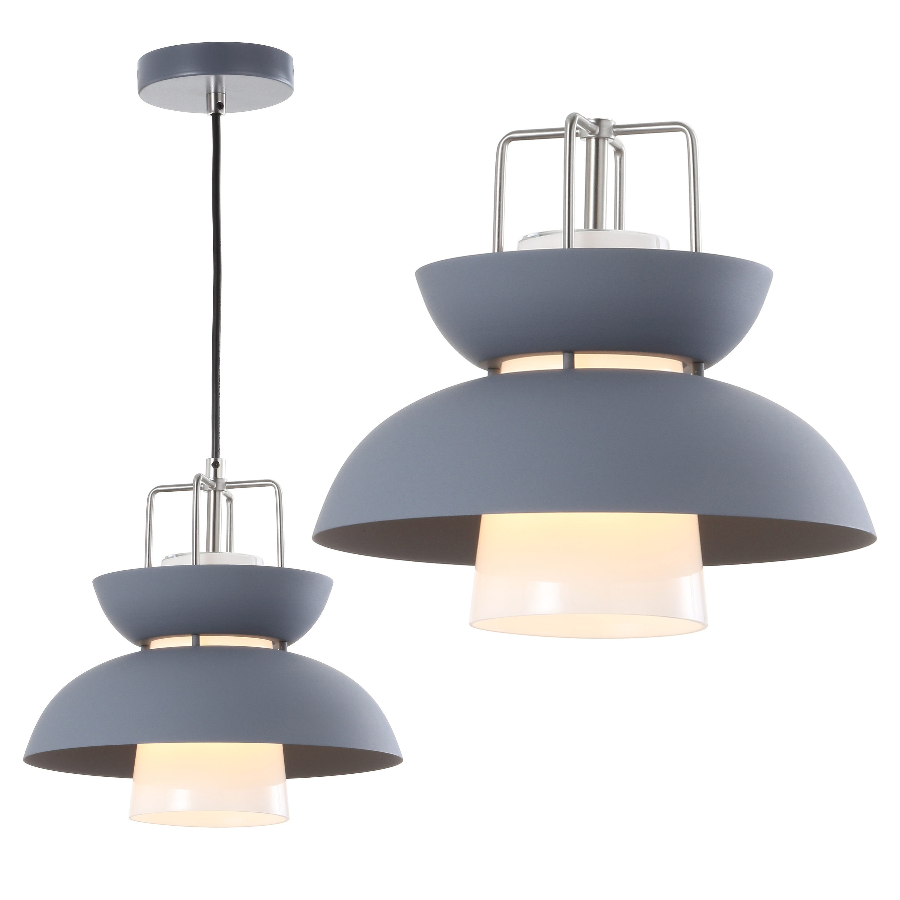 Paul 11" Adjustable Farmhouse Metal LED Pendant in Gray