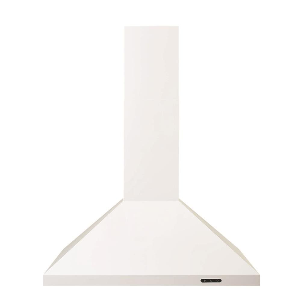 white ducted range hood