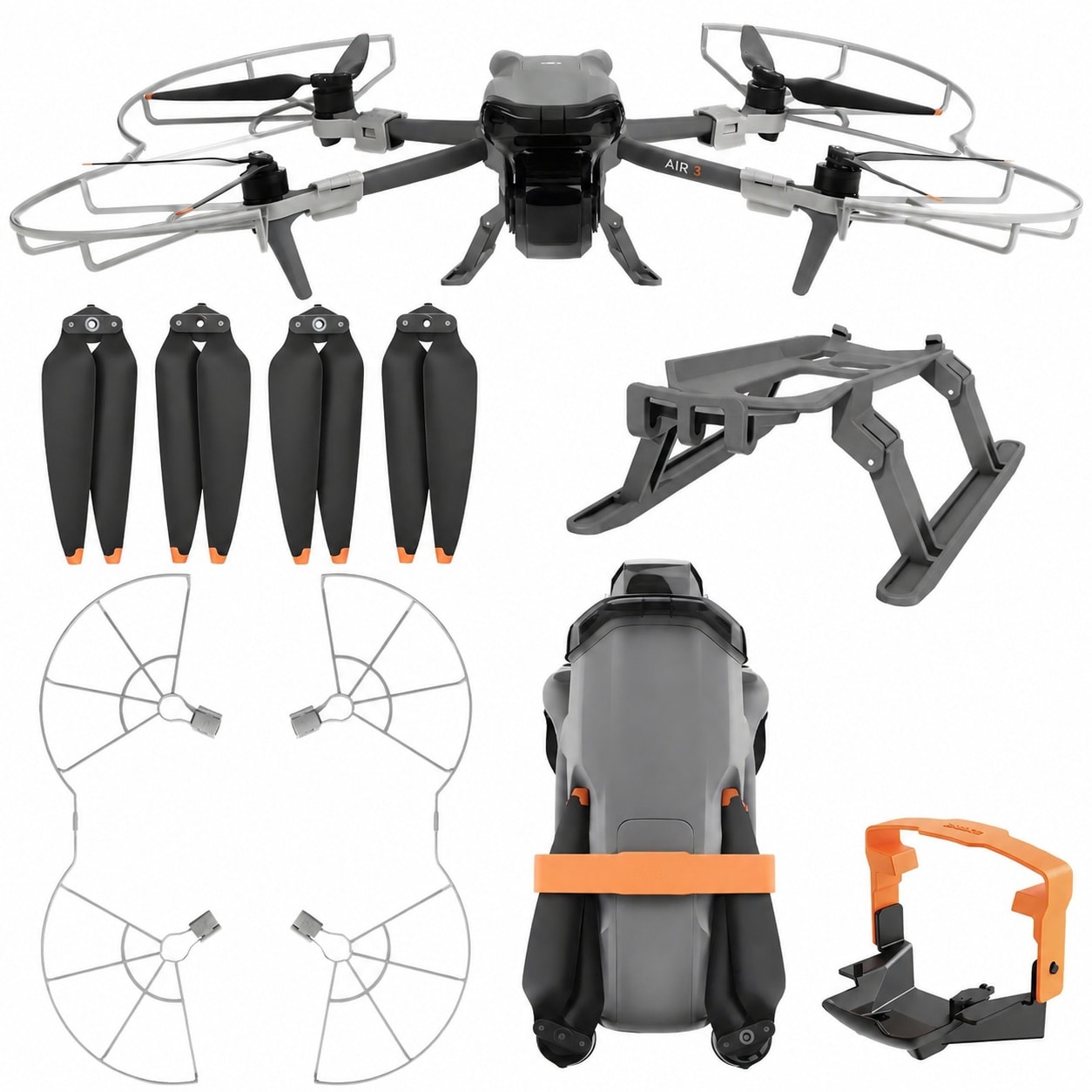 Misopily Propeller Guard Landing Gear Holder Low Noise Propellers Set for Air 3S Drone Accessories 4 pcs All Around Protection Upgrade #LMS0605M039