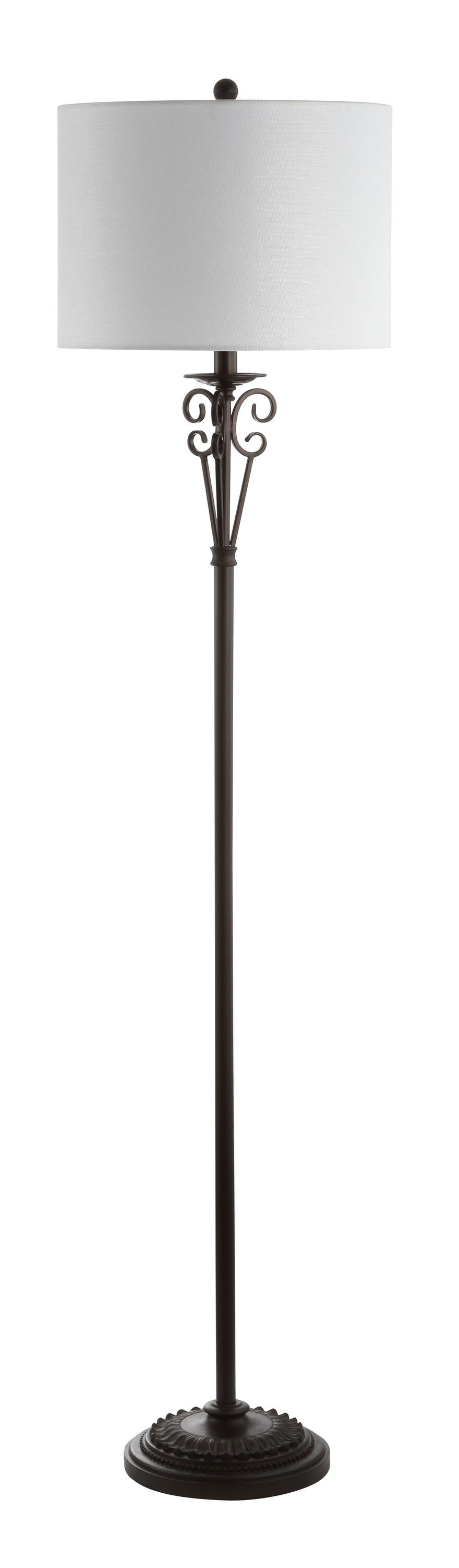Elegant Antique Brass Floor Lamp with Off-White Shade and 3-Way Switch