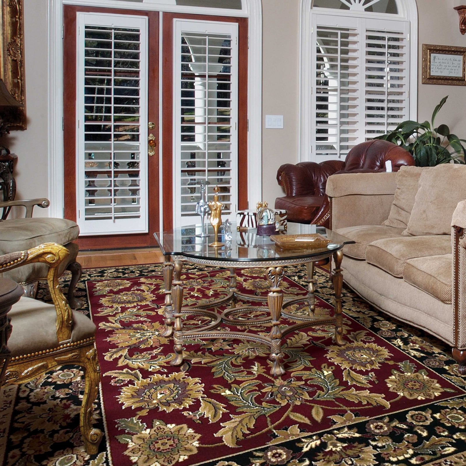 HomeRoots 352852 Bernadette 7 x 7 Rag Red Black Round Indoor Border Area Rug