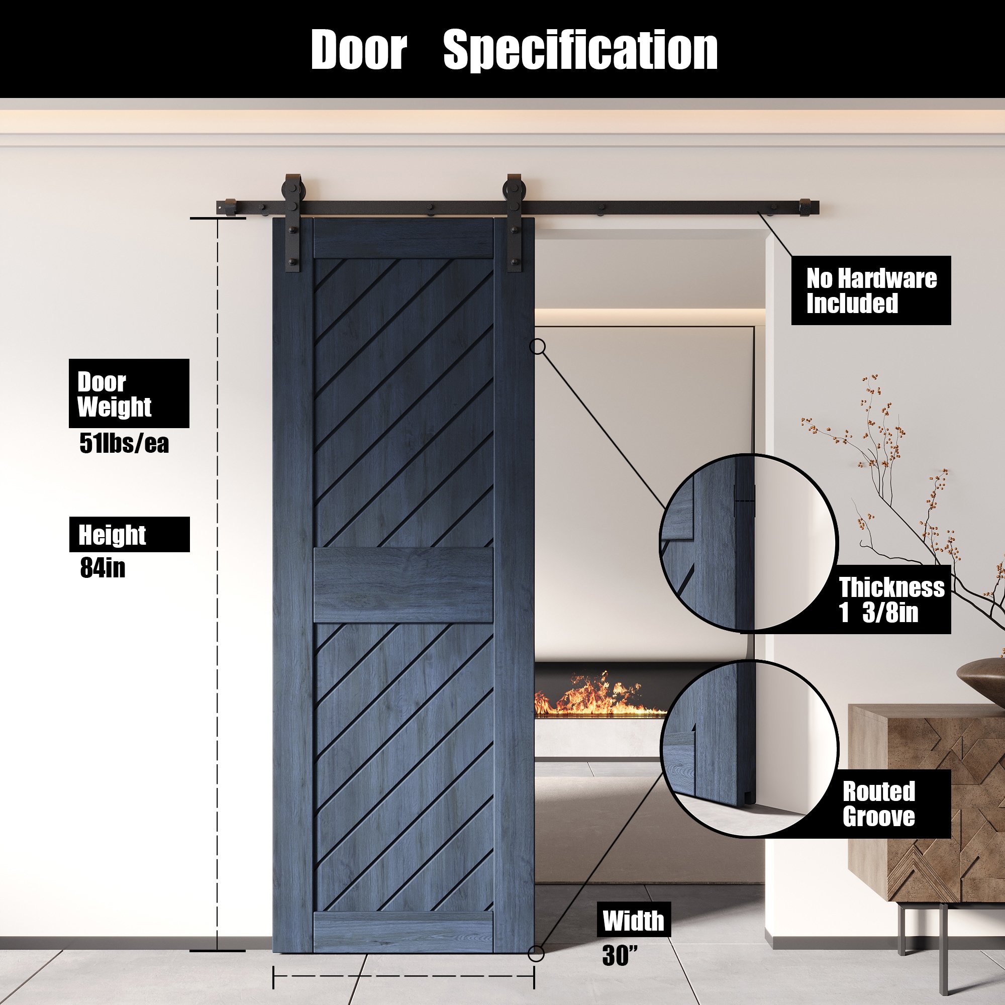 HOMACER XT1-3084-NA Barn-Doors - View #2