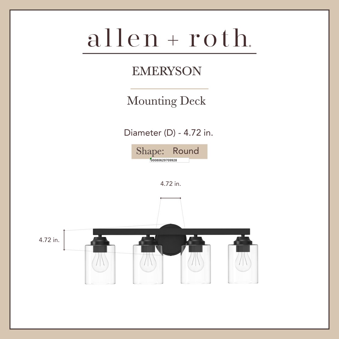 allen + roth Emeryson 24.5-in 4-Light Matte Black Transitional Vanity Light