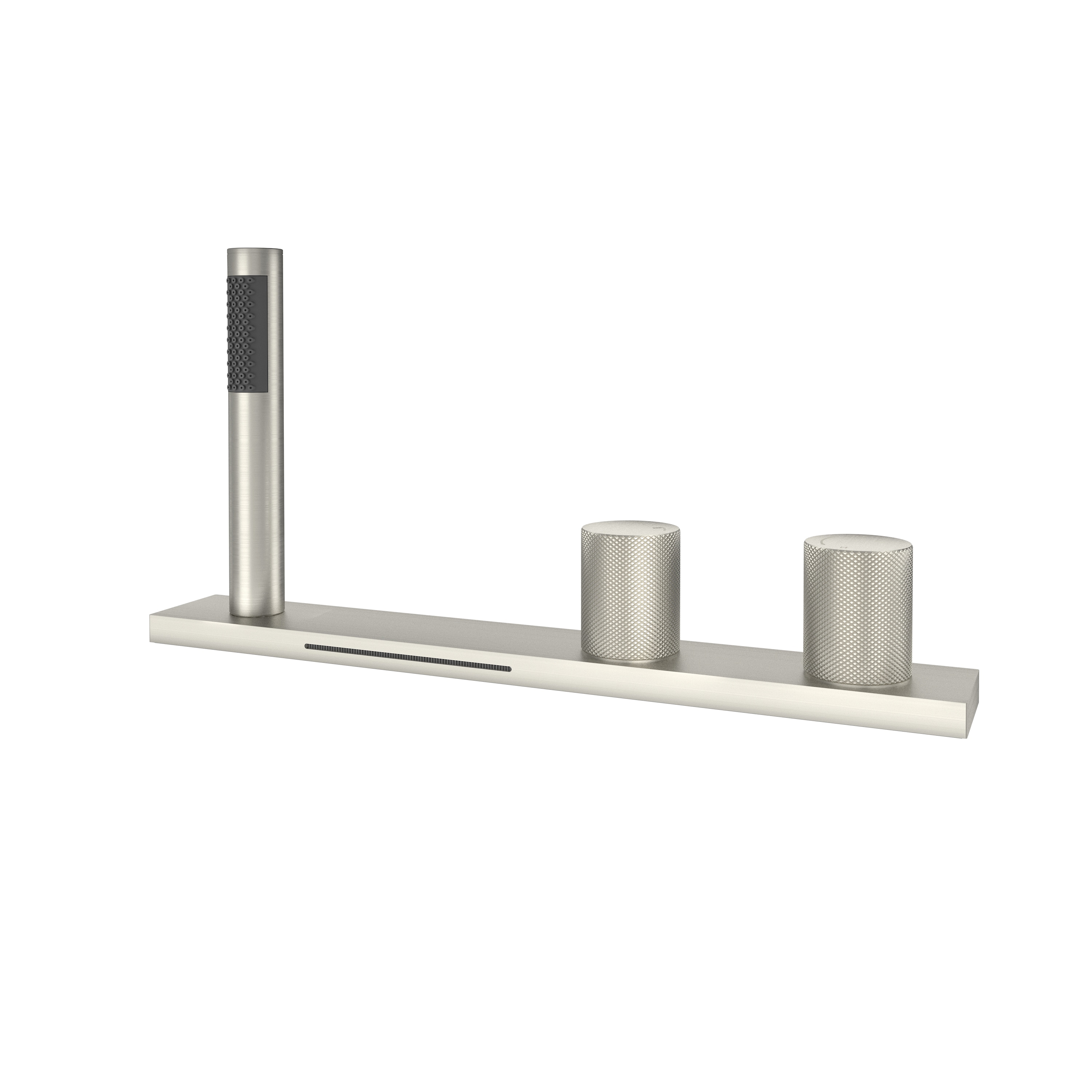 CASAINC CA-I4344-BN Bathtub Filler Faucet with Sprayer Brushed Nickel 2-handle Deck-mount Roman Waterfall Bathtub Faucet with Hand Shower ( Valve Included )