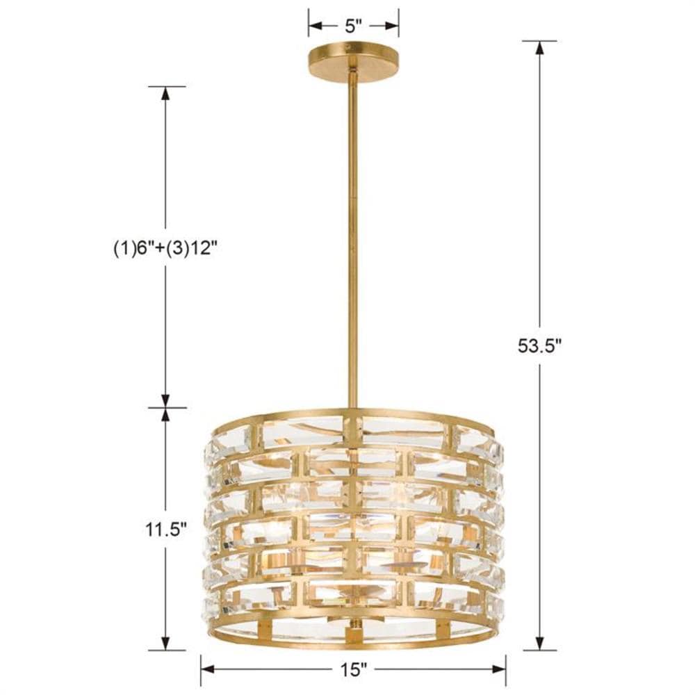 Antique Gold Mini Drum Chandelier with Crystal Accents