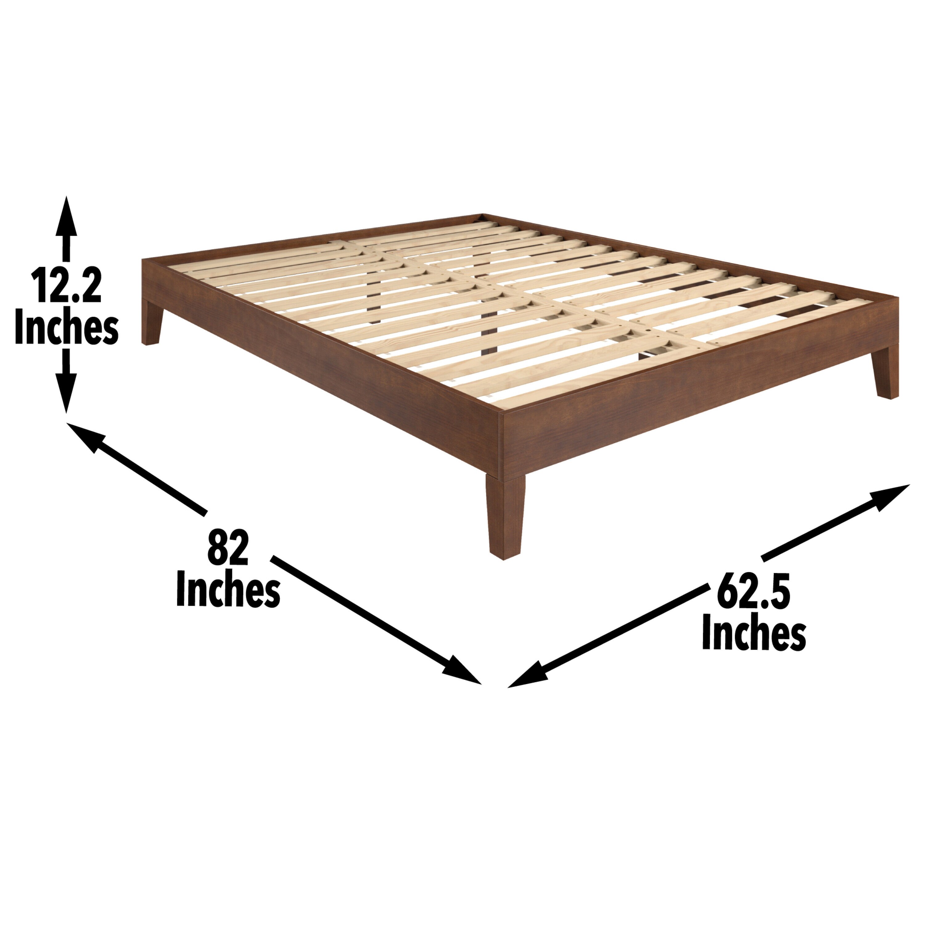 Natural Pine Queen Platform Bed with Slats and Drawer