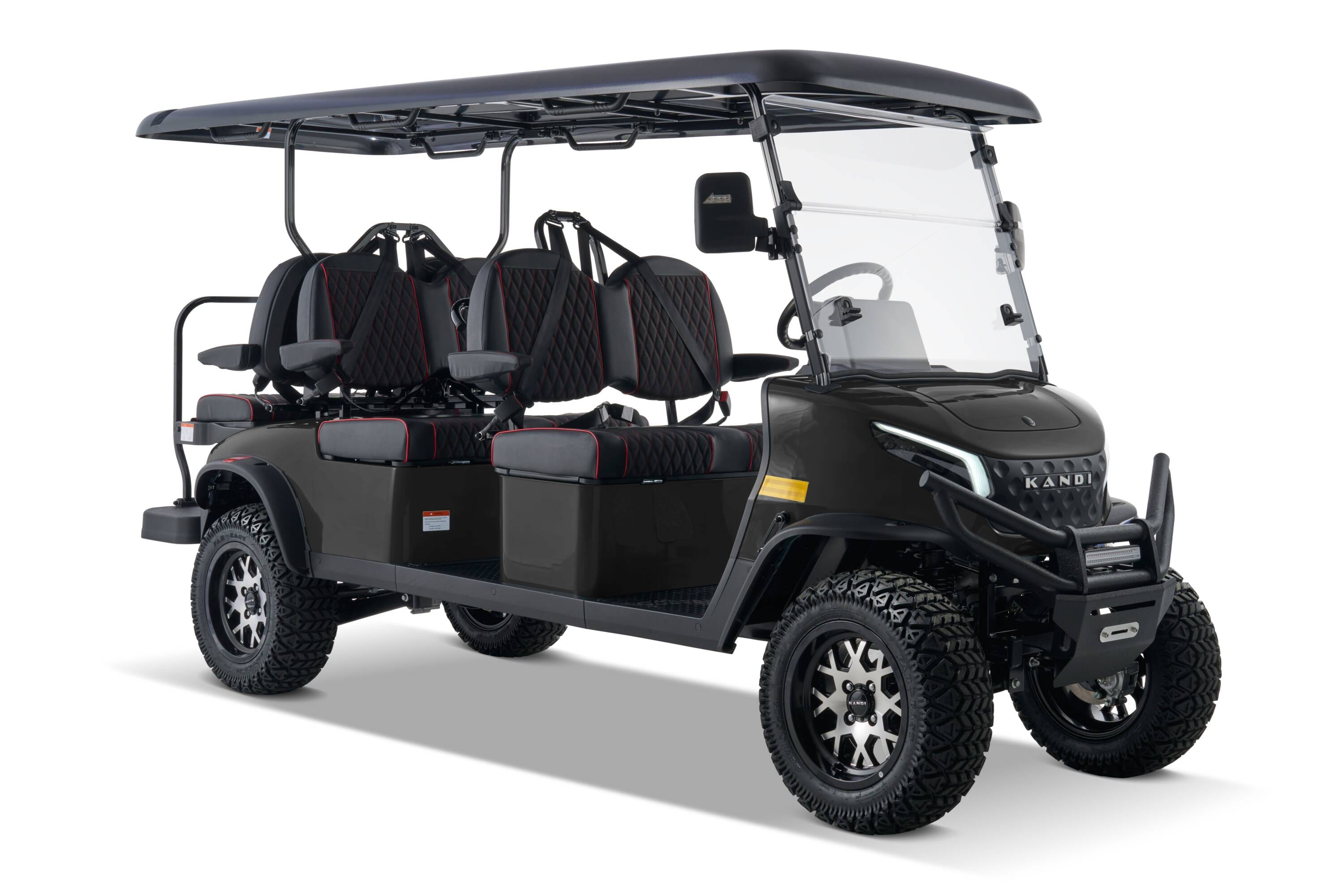 KANDI LOW6PRO-A-L-MB Pro 6 Seat Electric Golf Cart with Lithium Battery, Max 15mph- Matte Black
